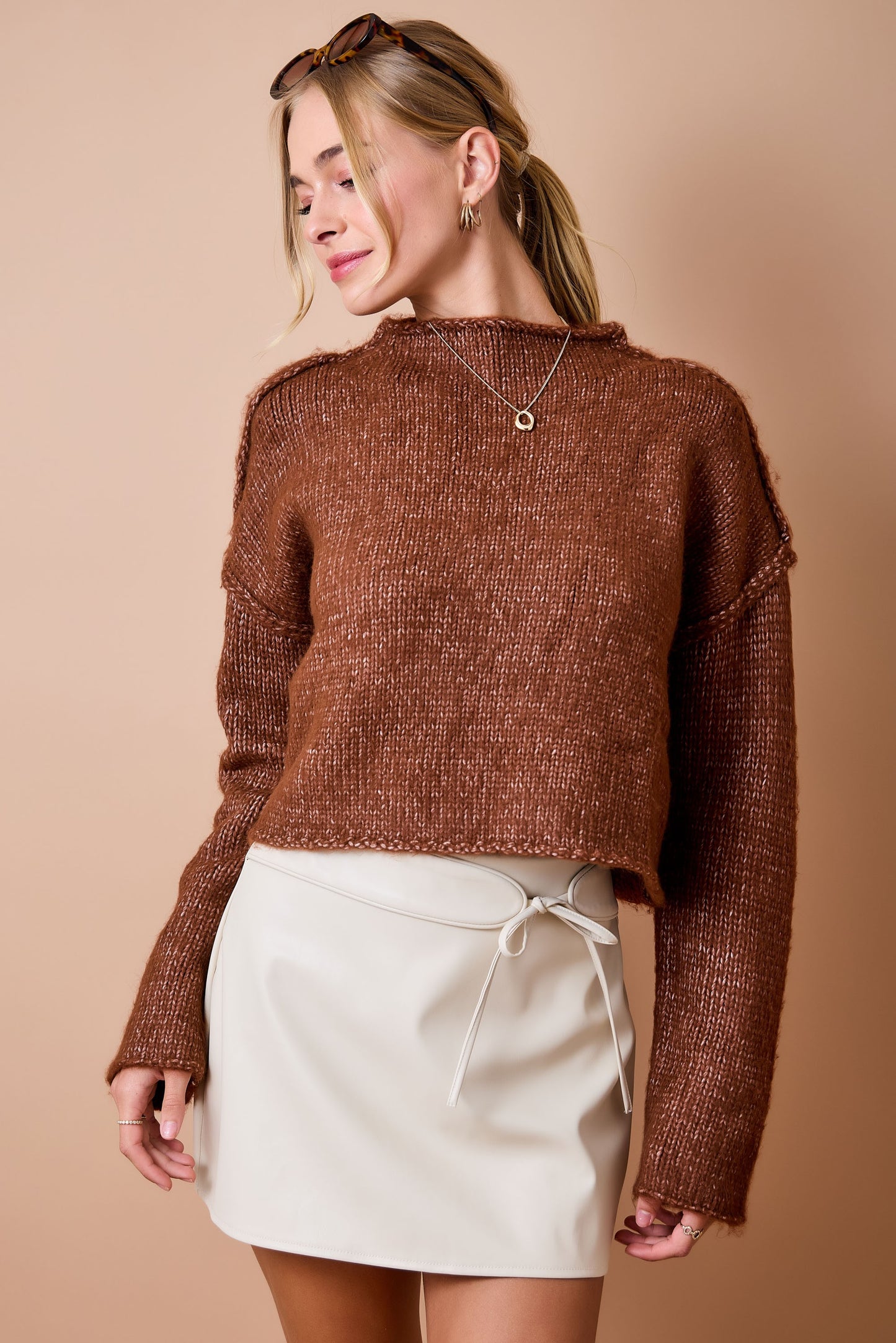 Boxy Mock Neck Sweater