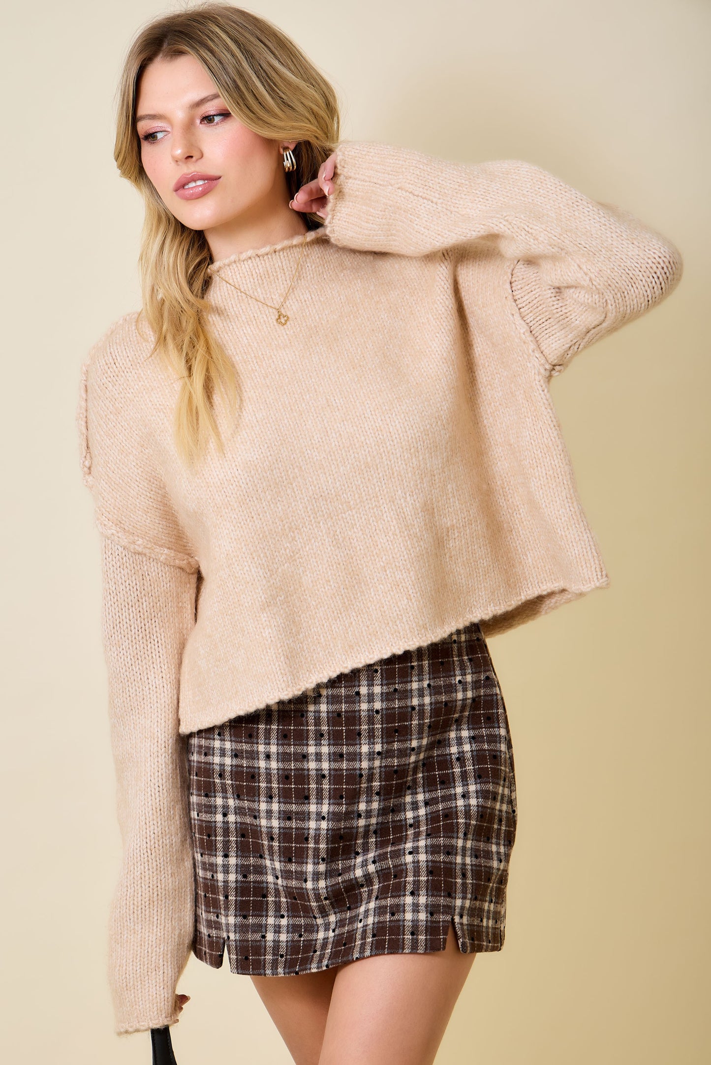 Boxy Mock Neck Sweater