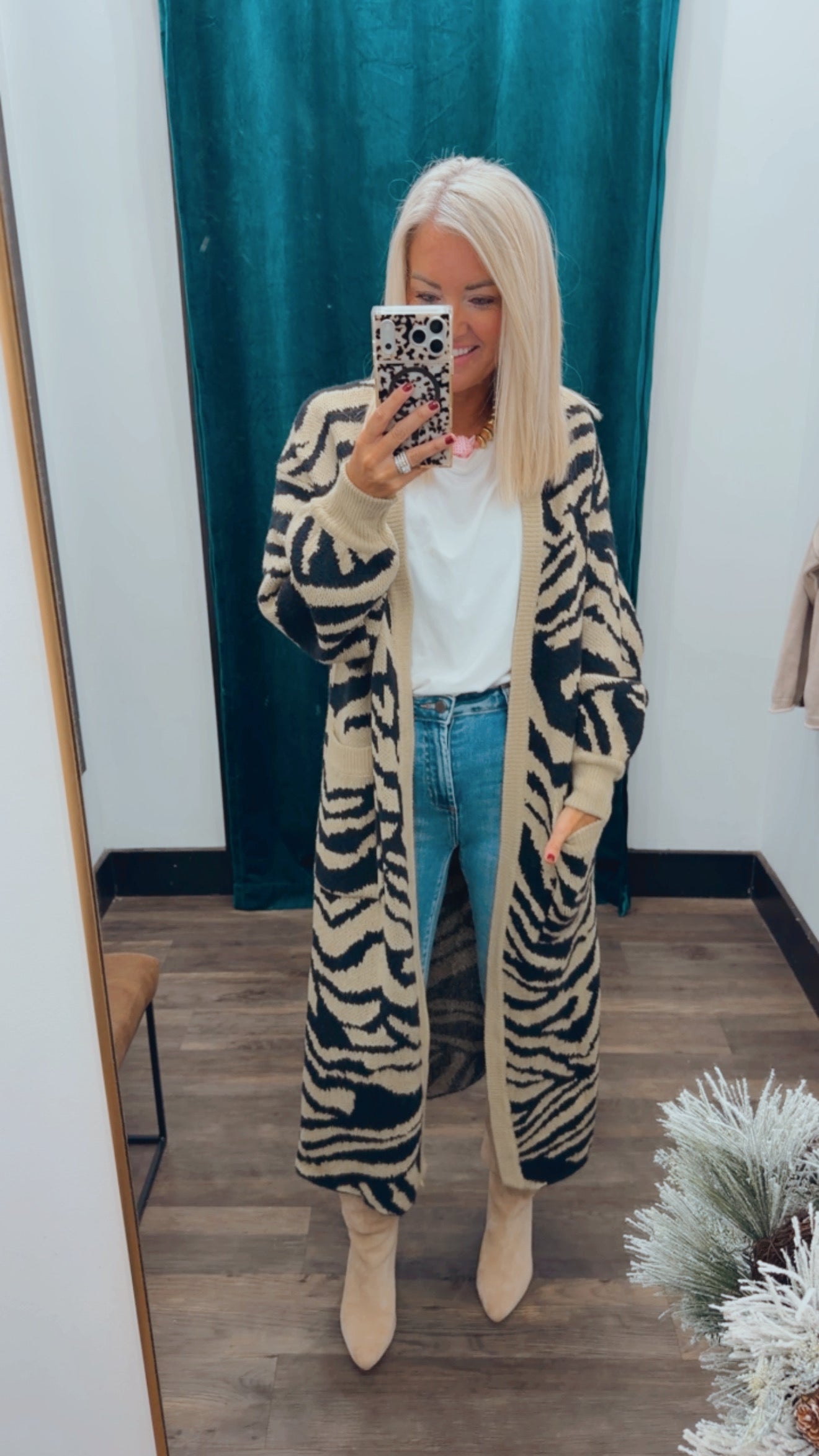 Animal Print Knit Cardigan