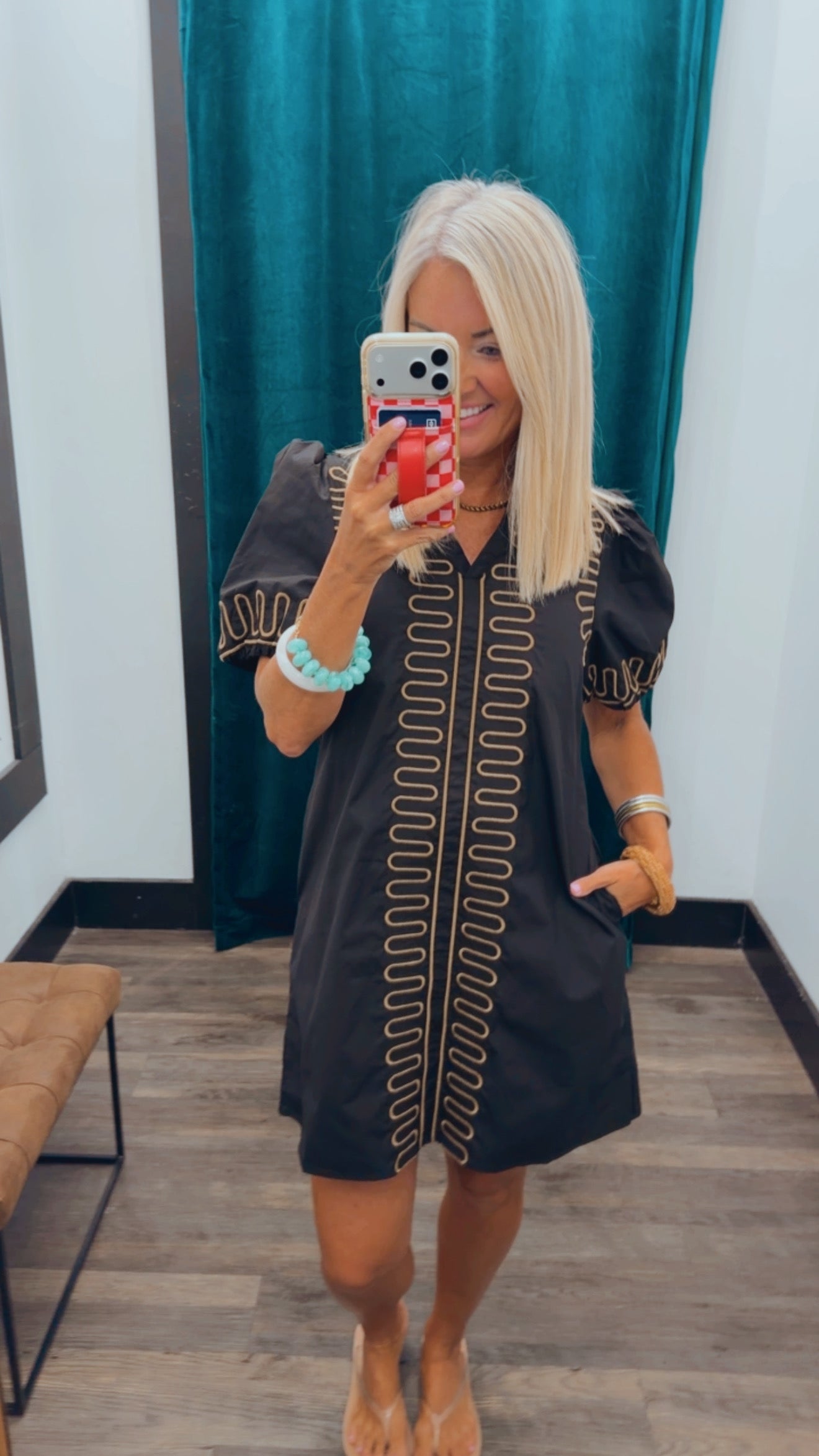 Puff Sleeve Embroidered Dress