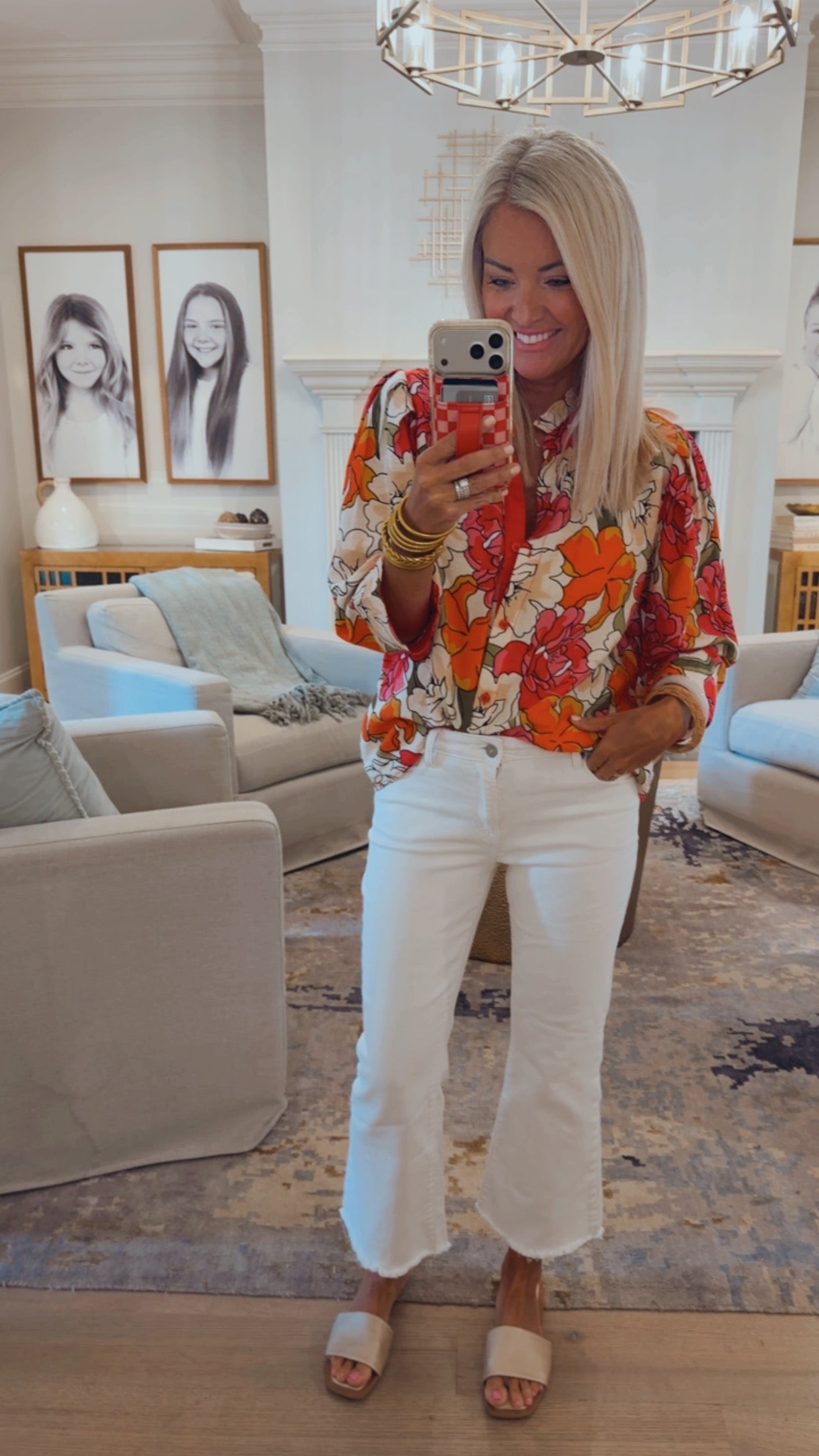 Solid Contrast Accent Floral Top
