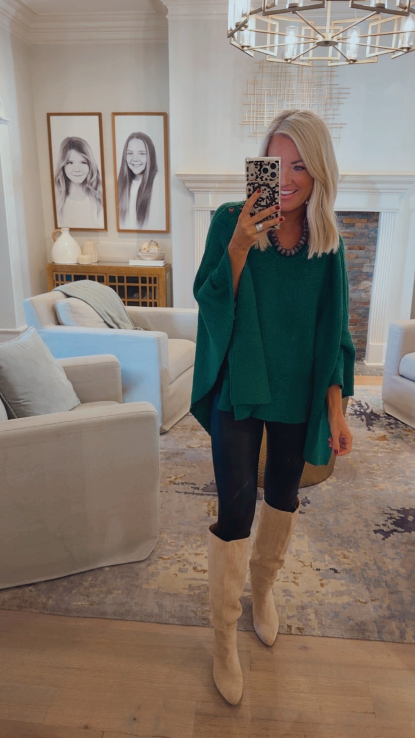 Shoulder Button Knit Poncho