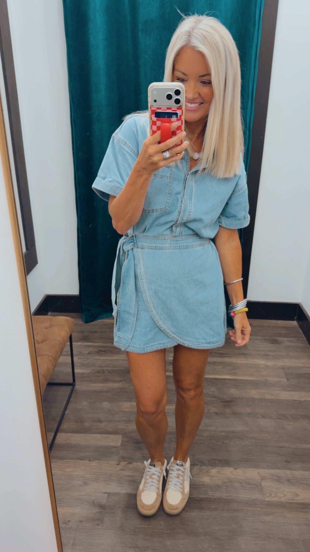 Denim Wrap Mini Dress