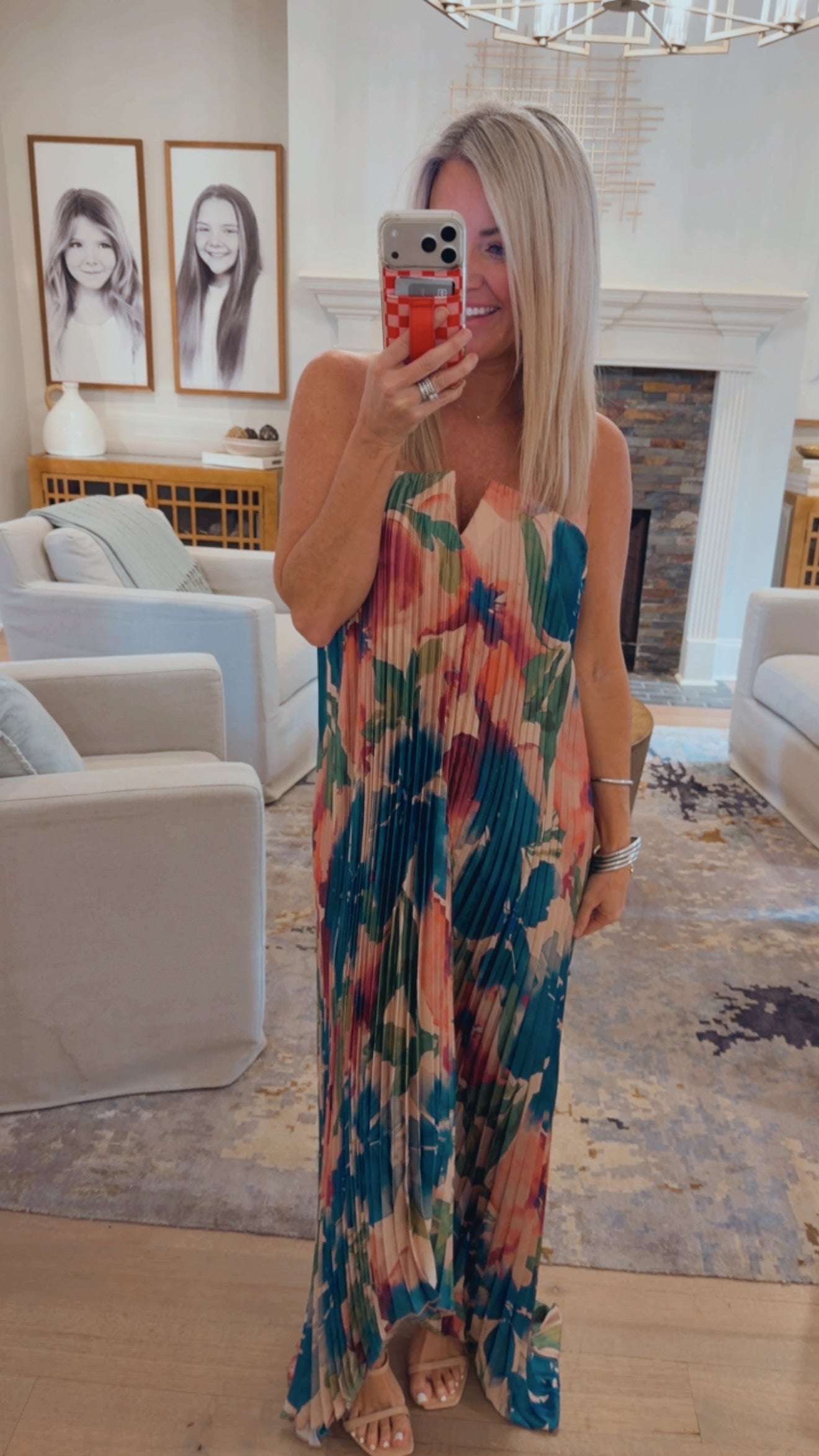 Meadowlark Pleated Maxi Column Dress