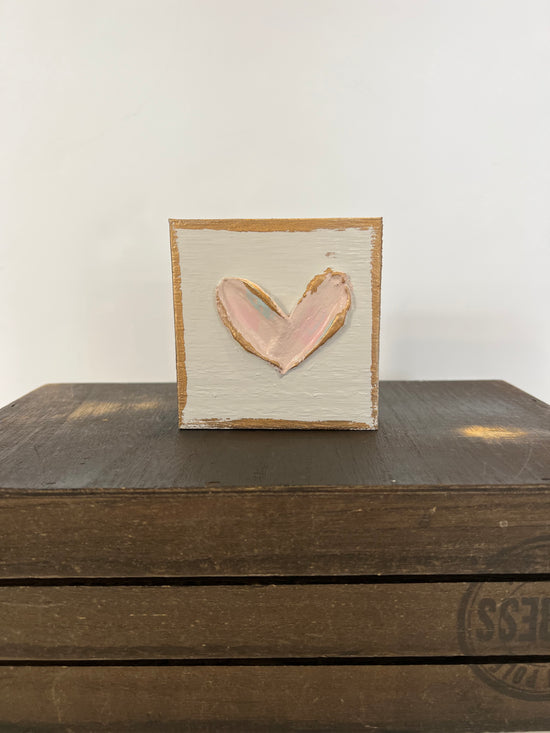 3x3 Heart Valentine Handmade Textured Wood Block