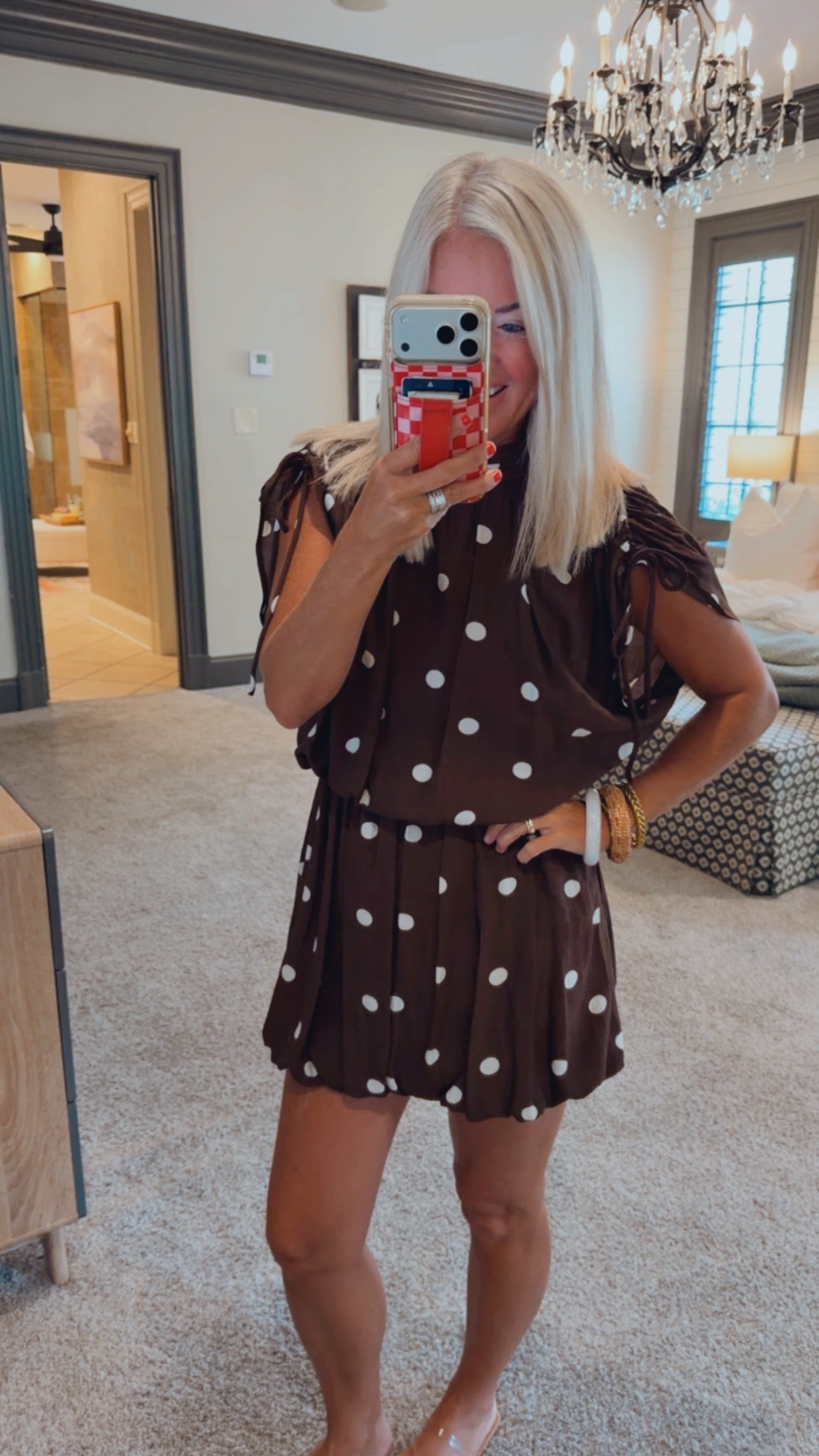 Bubble Hem Dotty Mini Dress