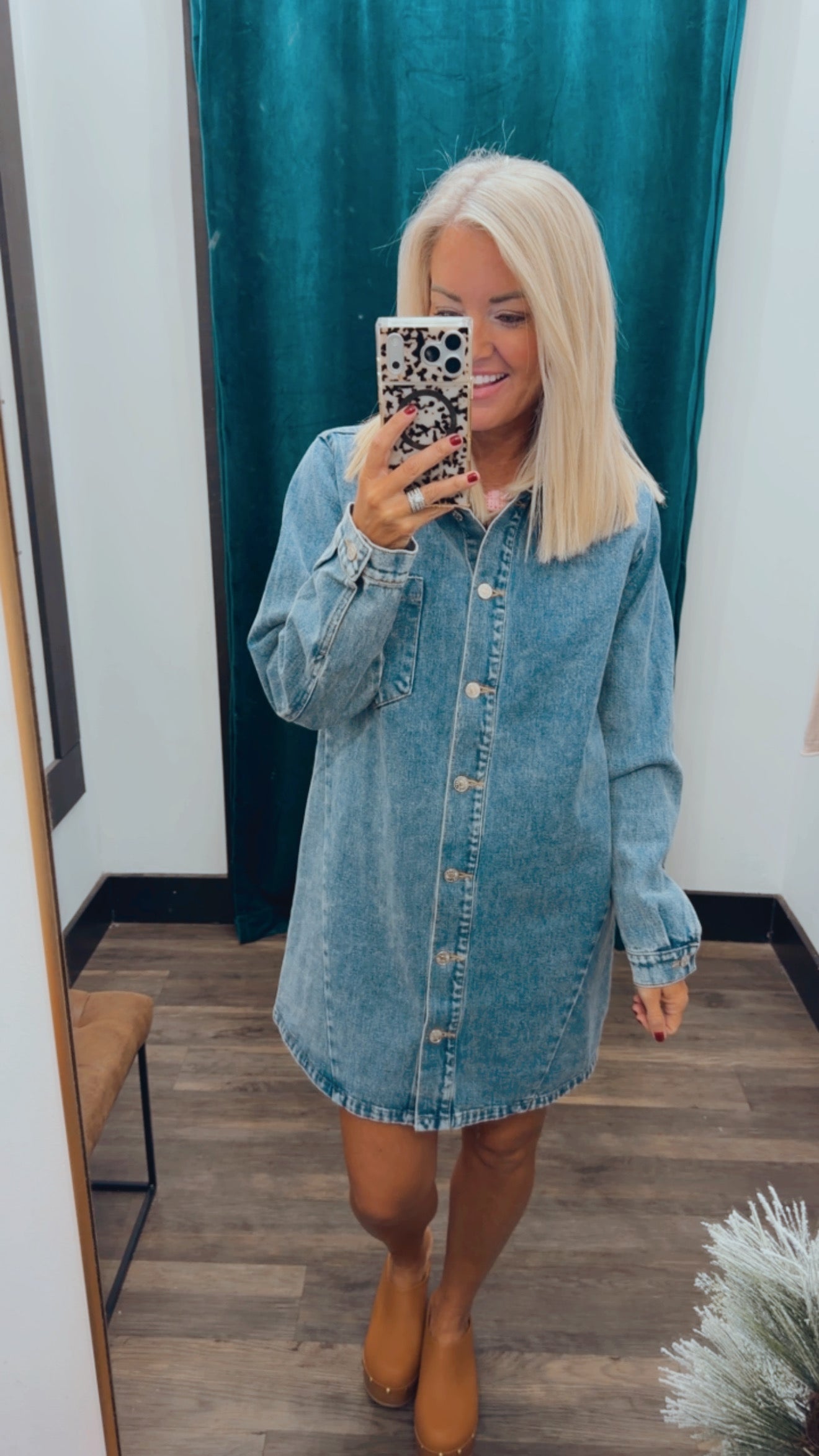 Denim Button Down Shirt Dress