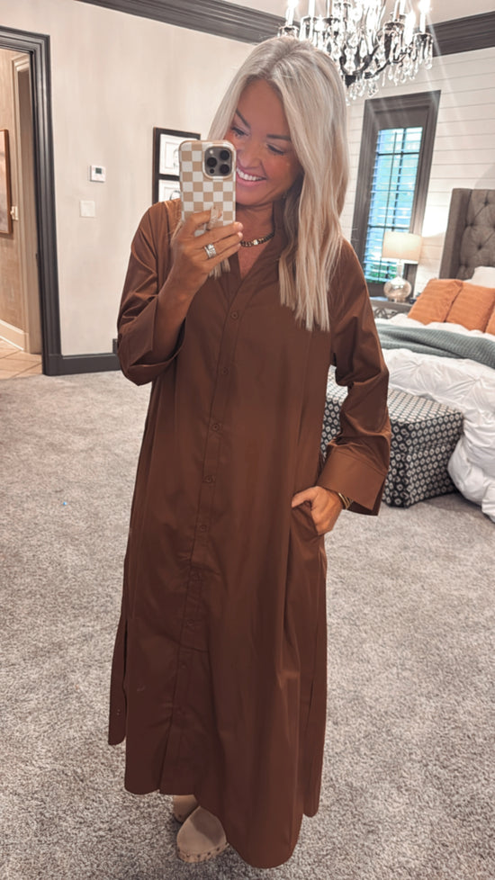 Solid Long Sleeve Midi Dress