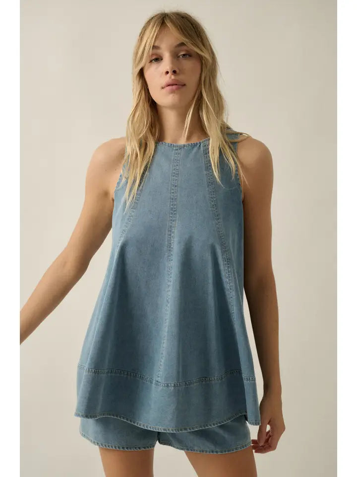 A-Line Denim Romper
