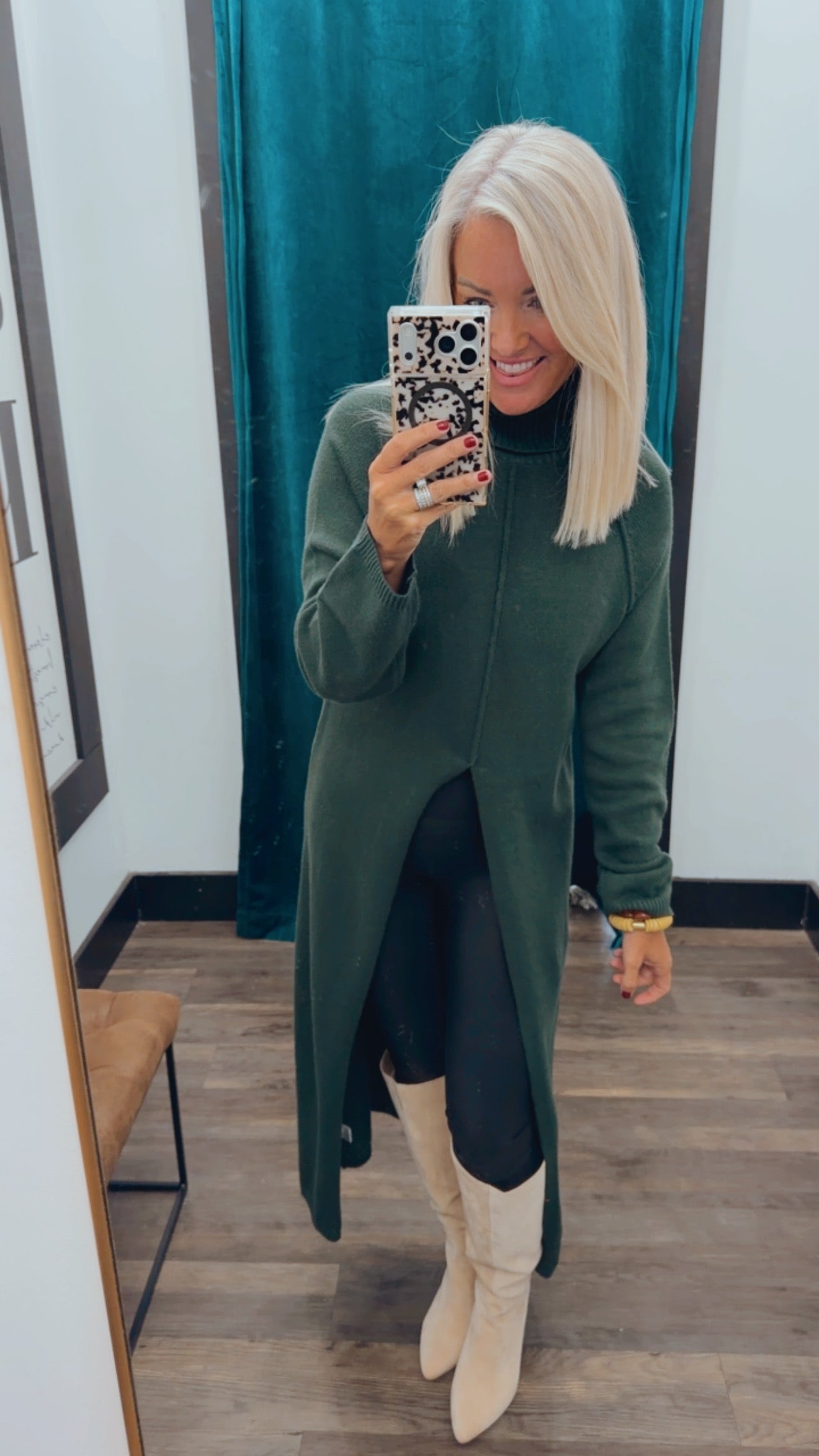Front Slit Sweater Dress