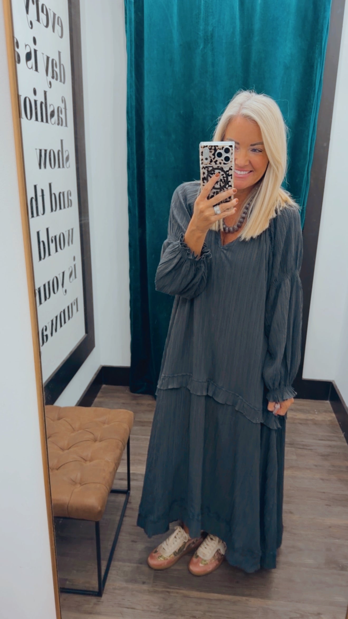 Rickrack Trim Maxi Dress