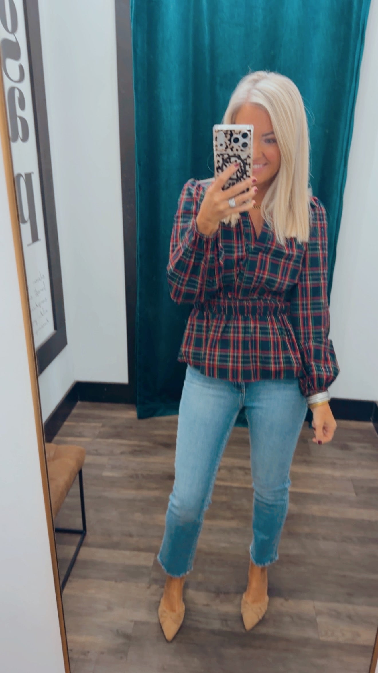 Chapman Plaid Smocked Top
