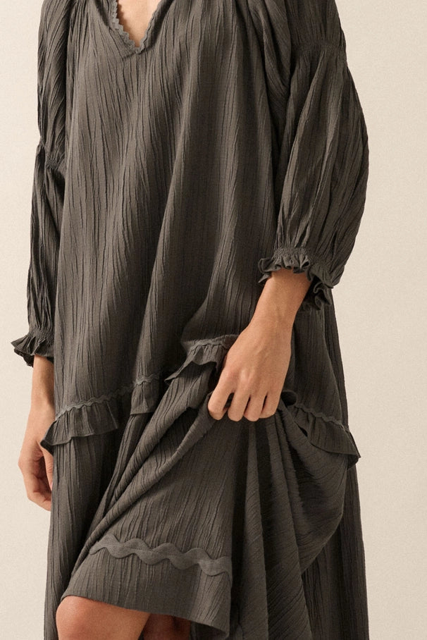 Rickrack Trim Maxi Dress
