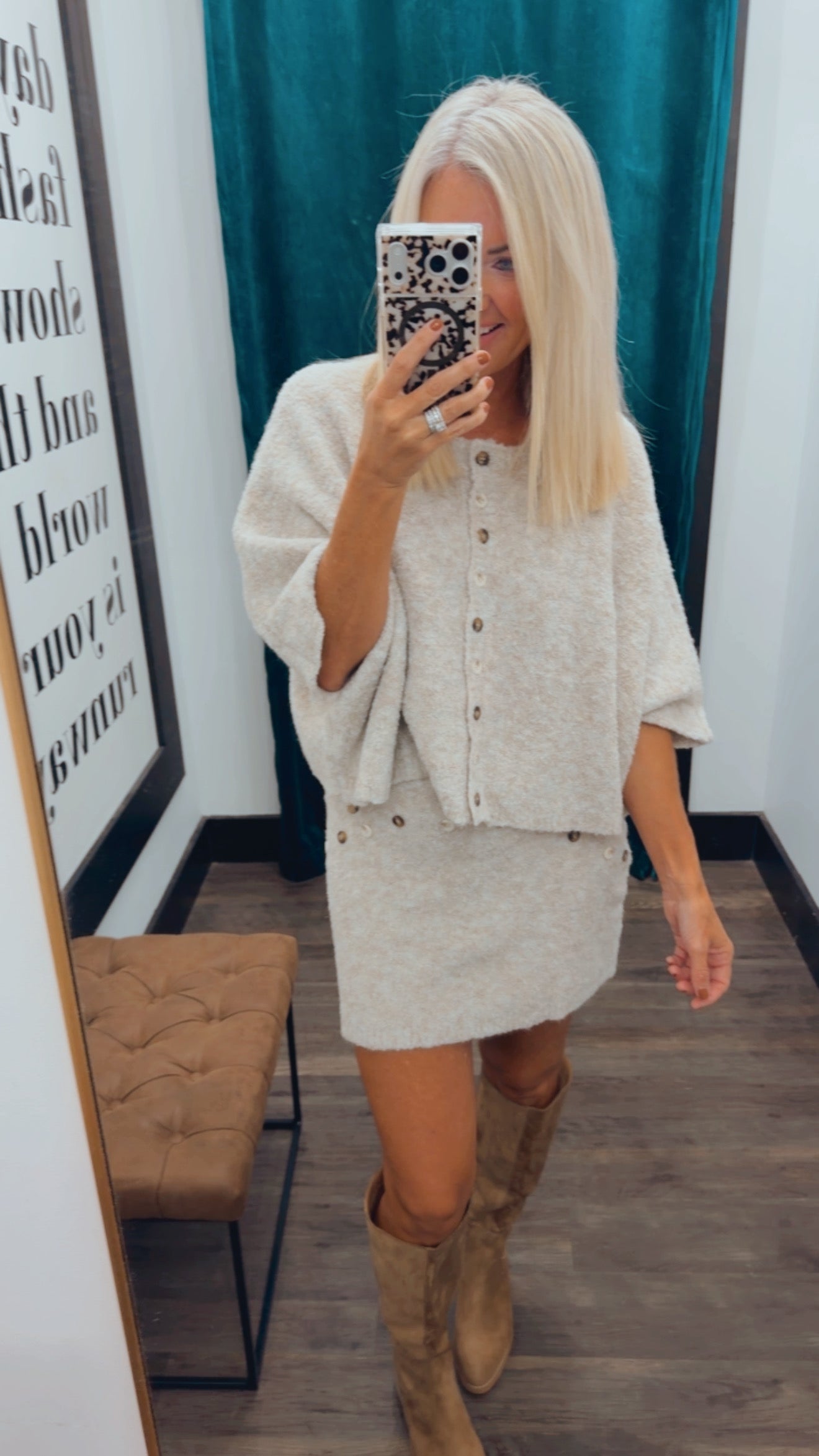 Button Detail Sweater Set