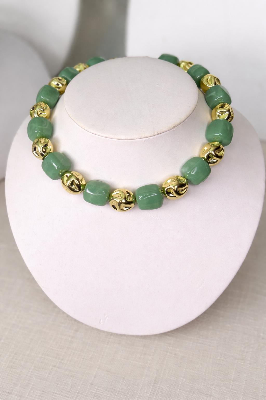 JTO Square Bead & Gold Necklace