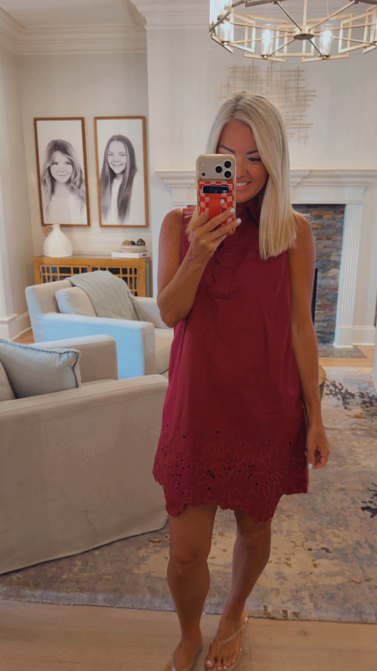 Eyelet Button Front Dress