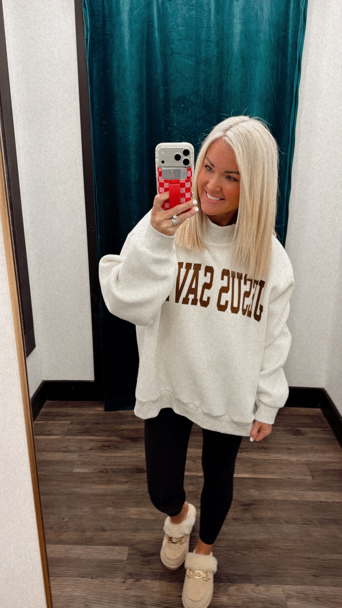 Cross and Jesus Saves Reversible Sweatshirt