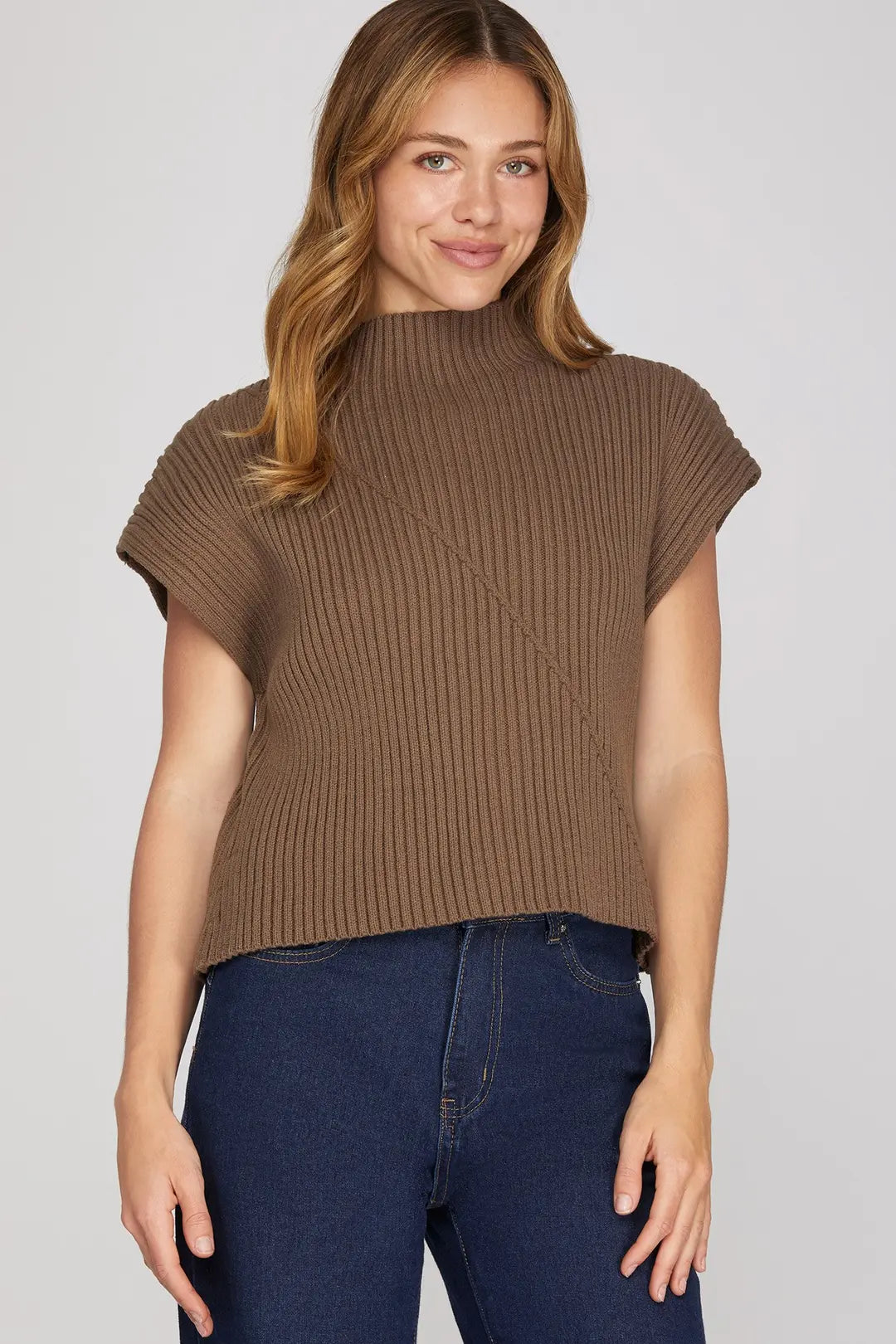 Ribbed Mock Neck