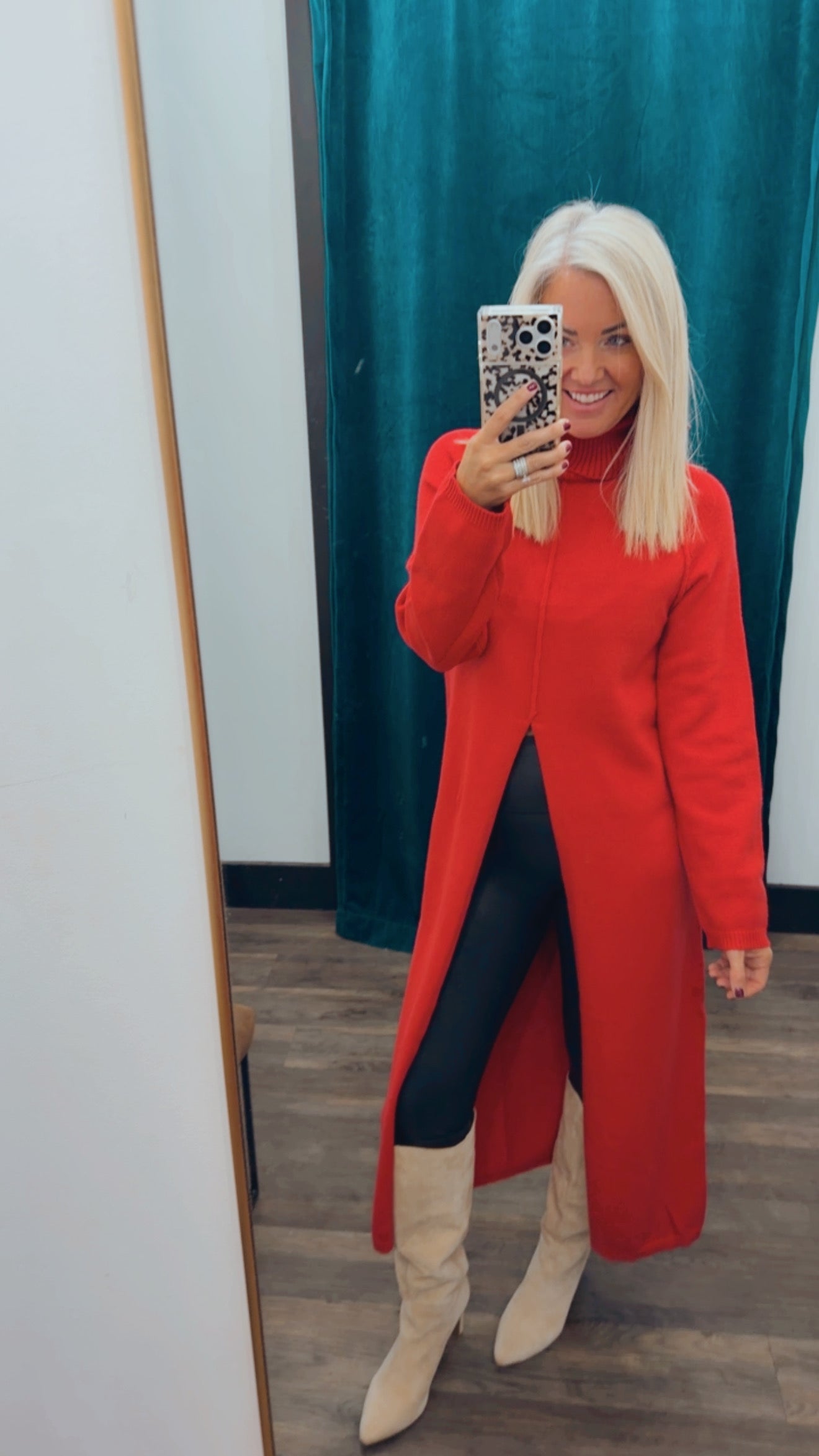 Front Slit Midi Sweater Dress