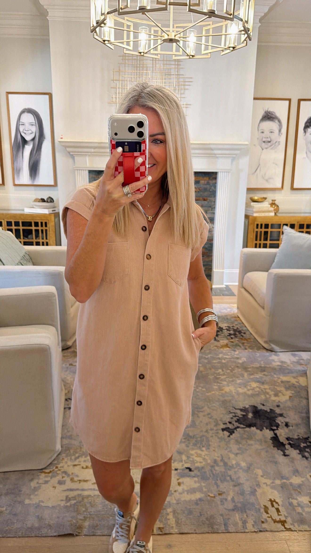 Washed Twill Denim Dress