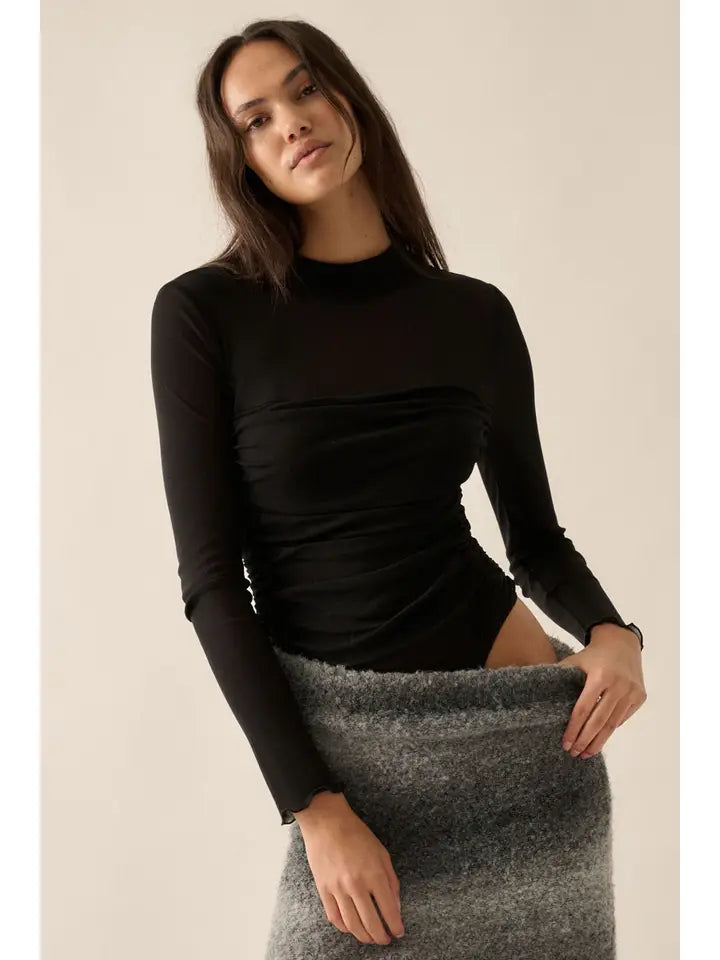 Half Mesh Bodysuit