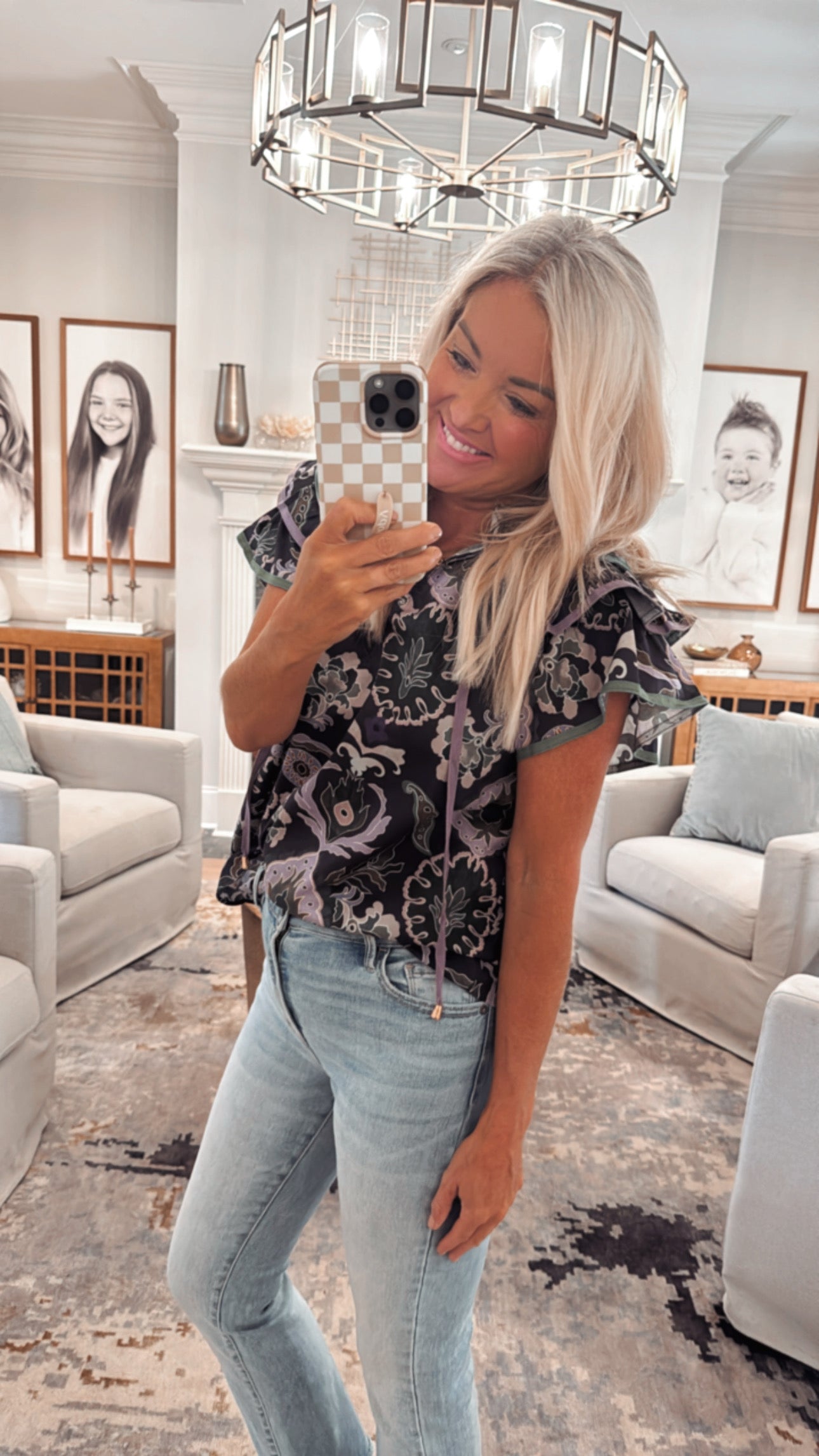 Paisley Print Ruffle Top