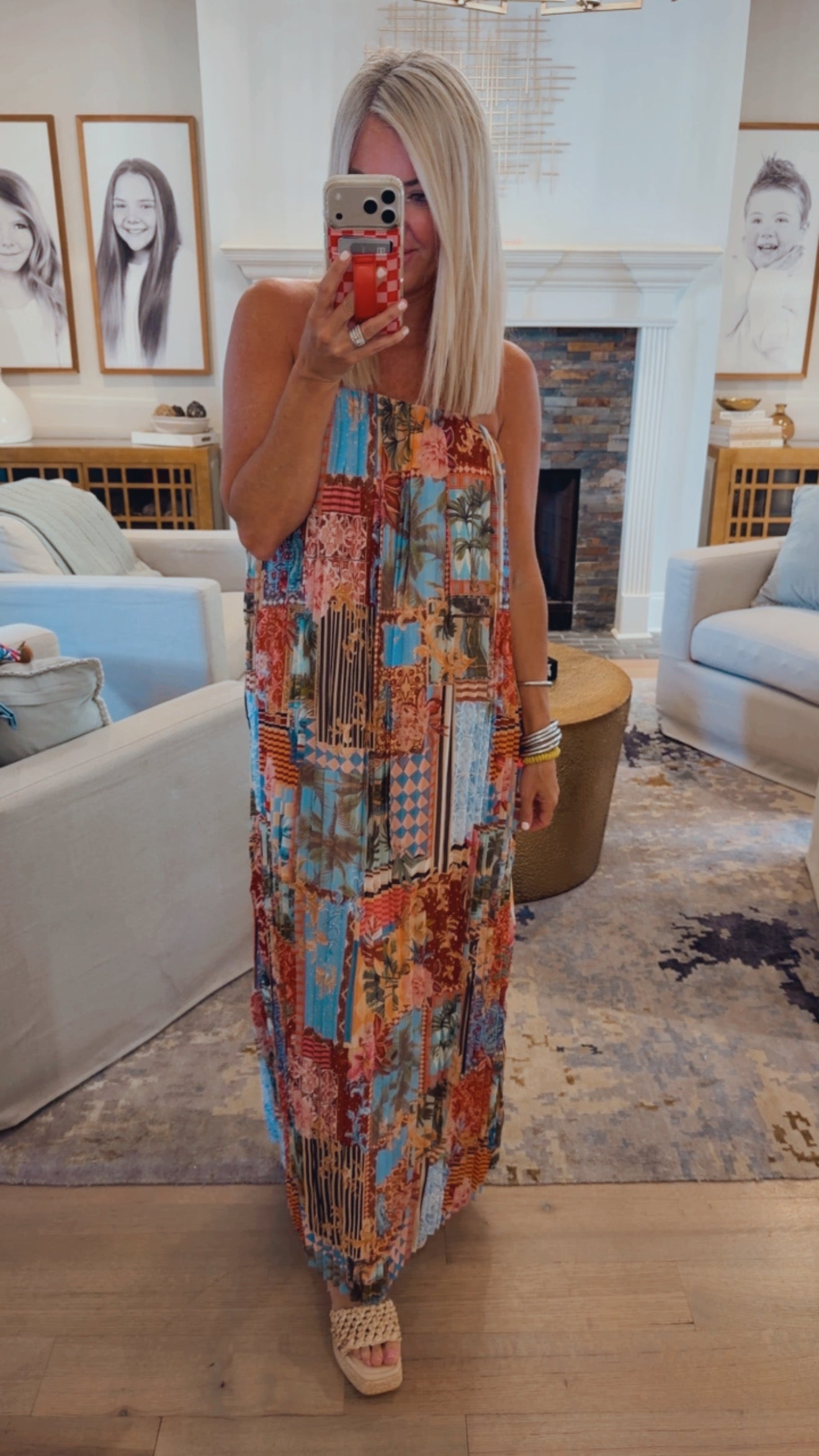 Melani Tropical Isabela Pleated Maxi Dress