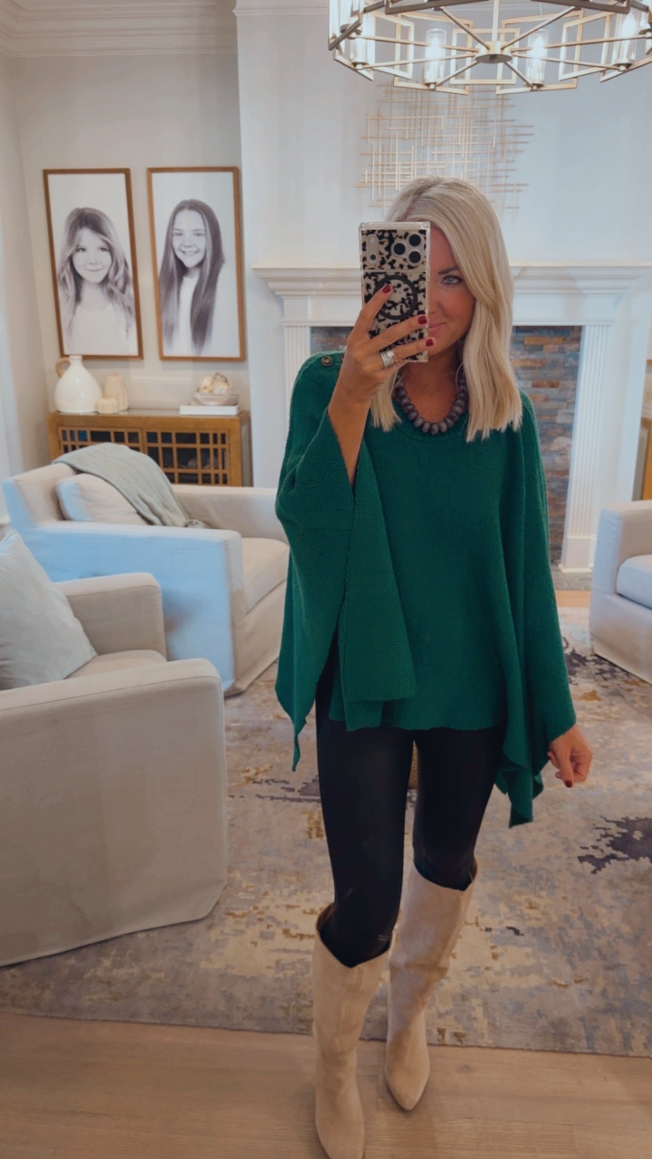 Shoulder Button Knit Poncho