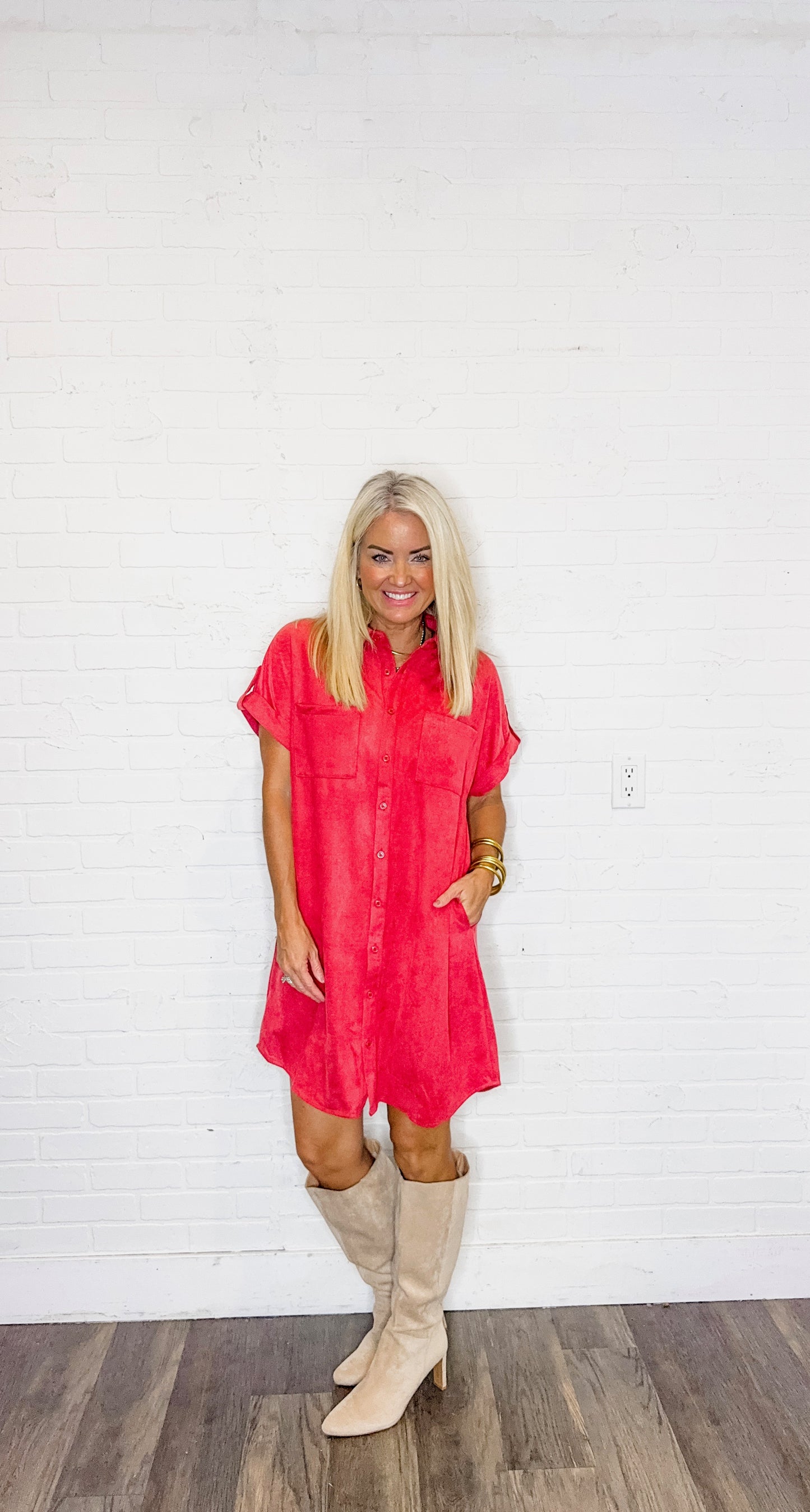 Suede Feel Shirt Dress