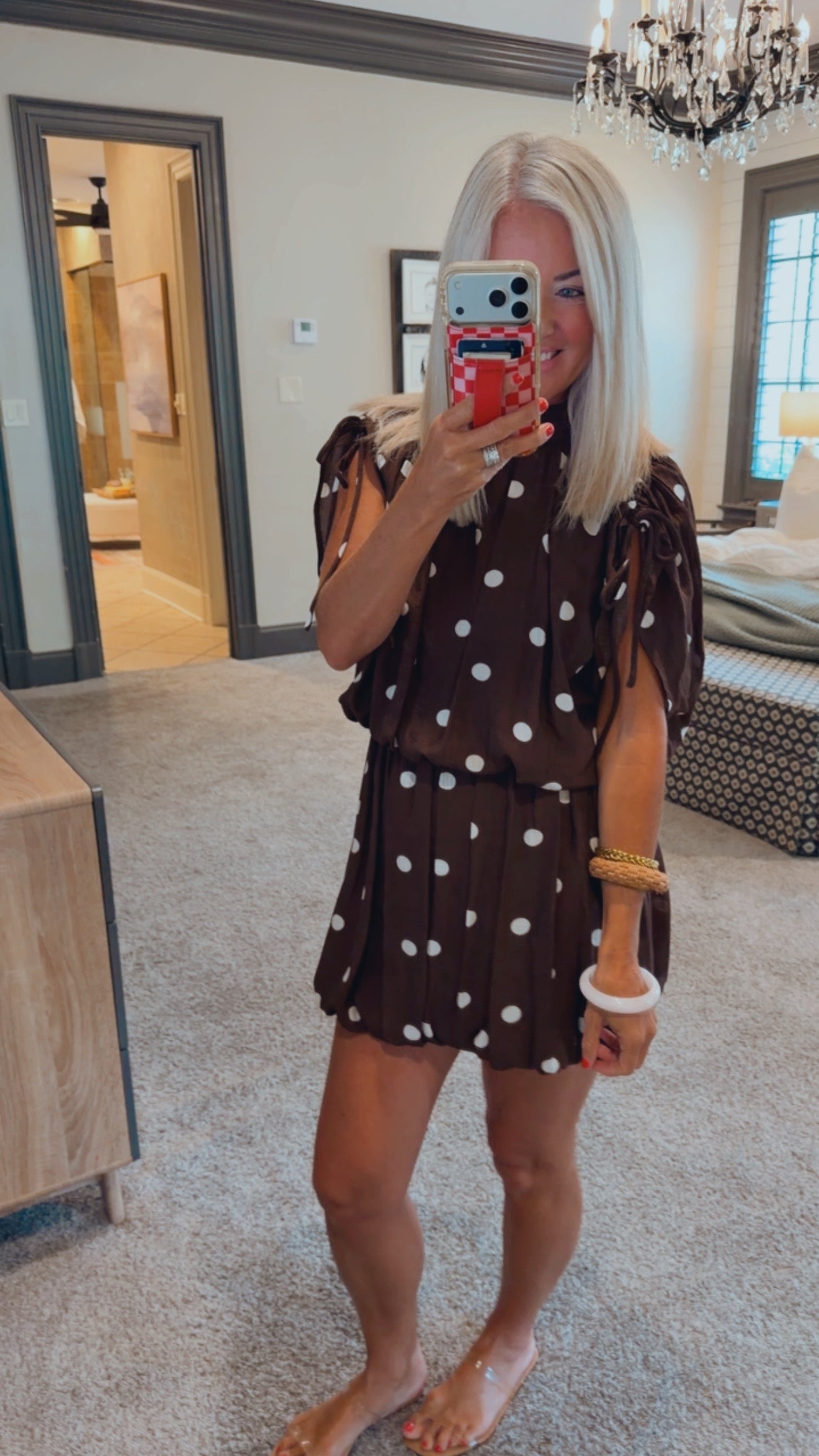 Bubble Hem Dotty Mini Dress