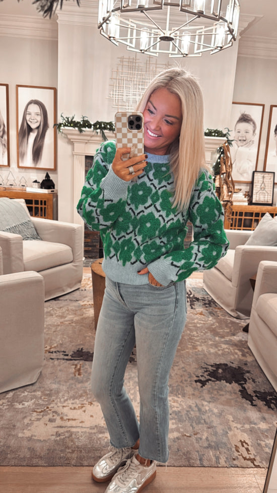 Fuzzy Texture Floral Sweater