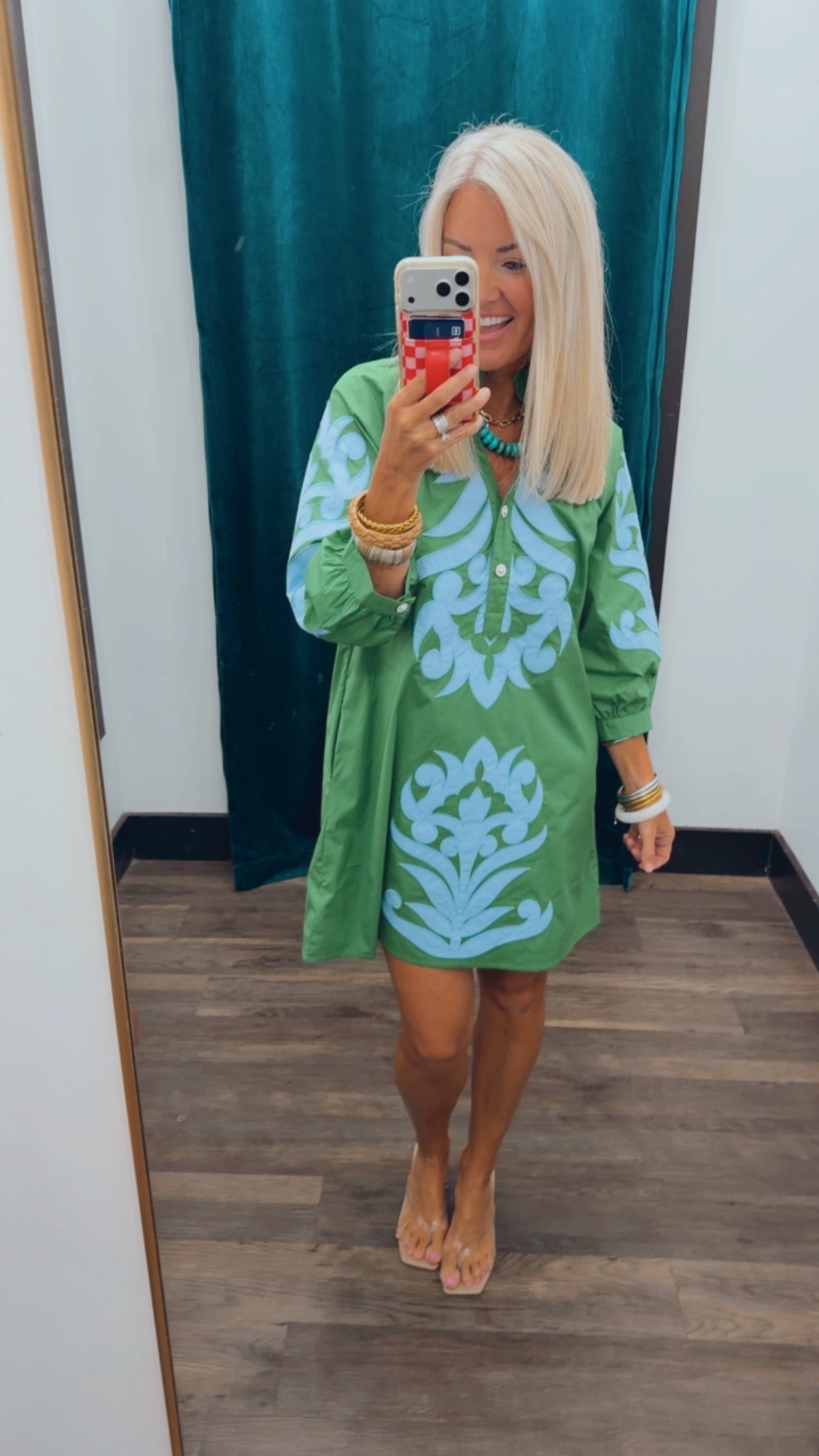 Baroque Floral Applique Shift Dress