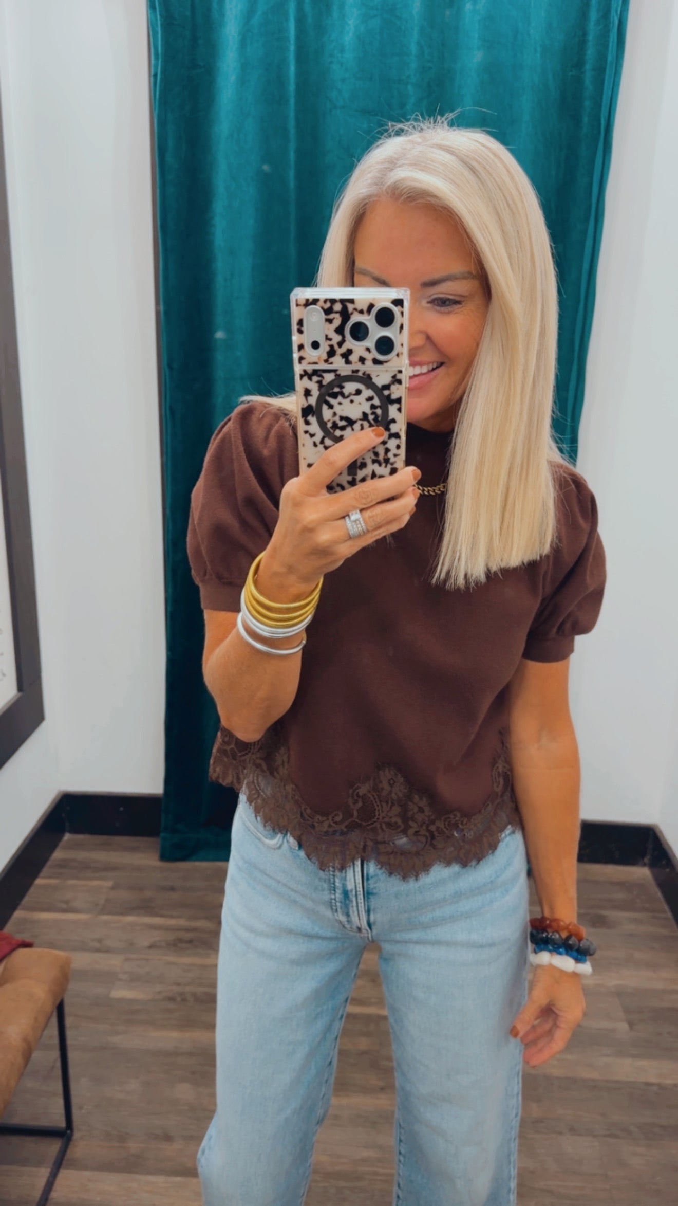 Lace Trim Sweater Top