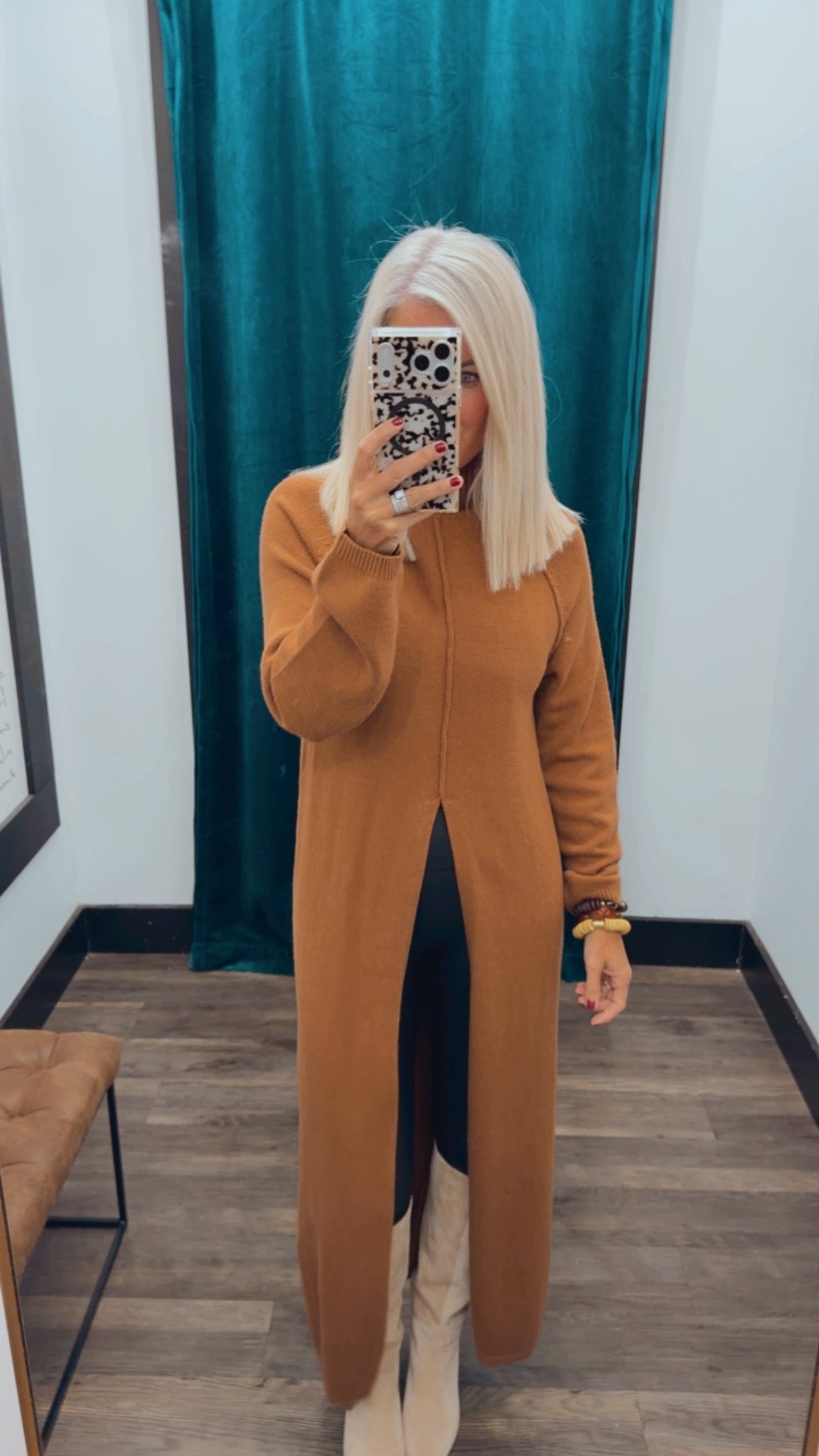 Front Slit Sweater Dress