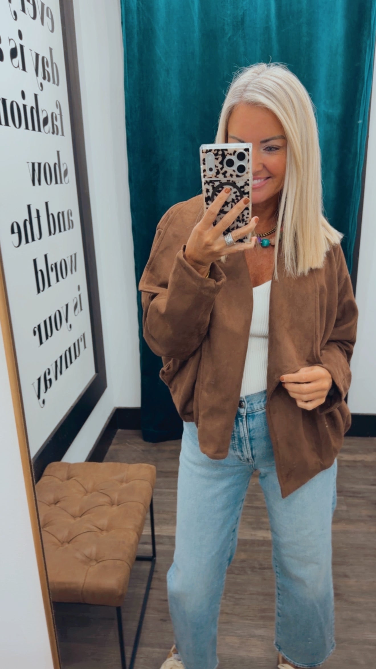 Suede Draped Jacket