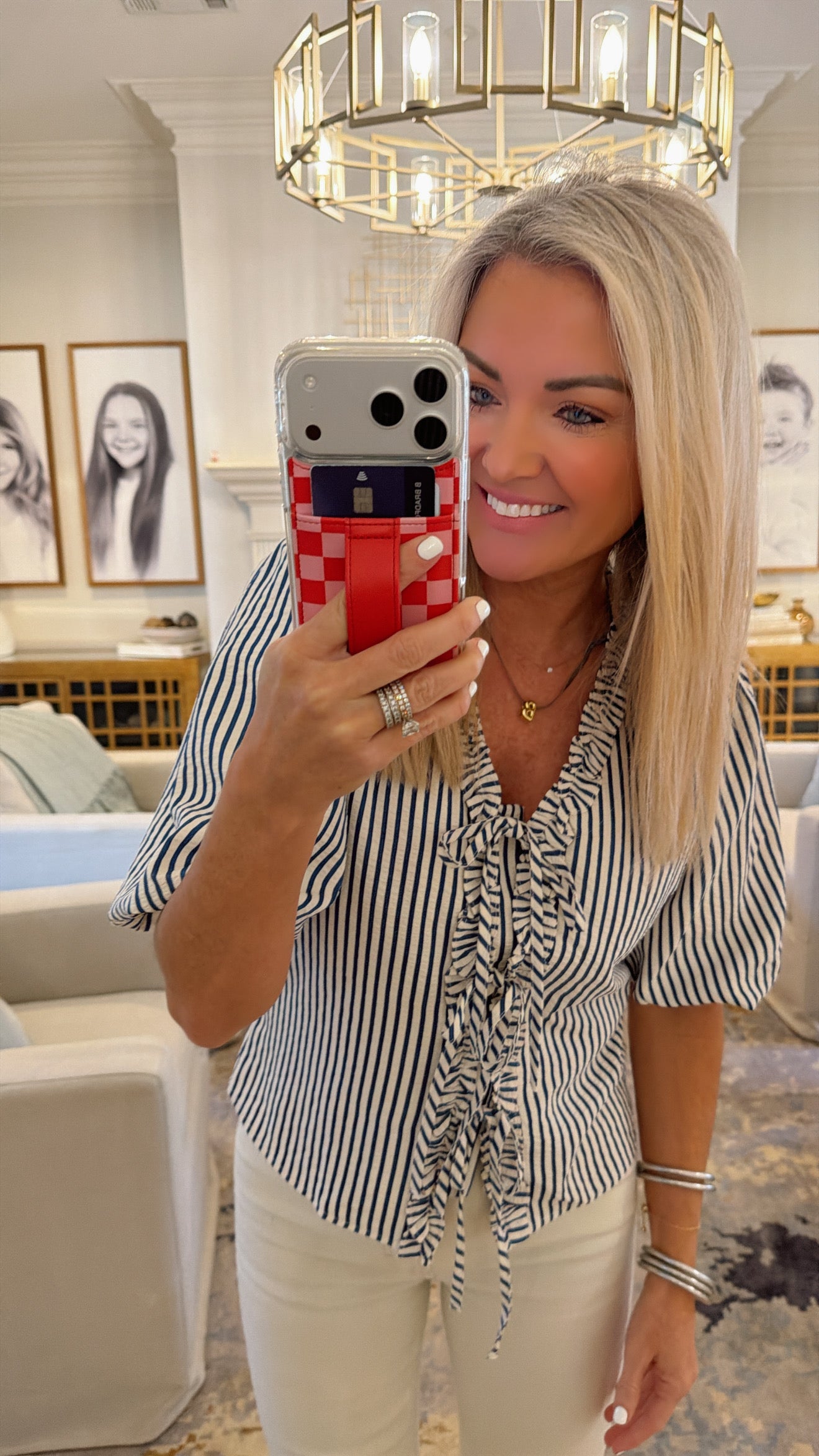 Striped Front Tie Top