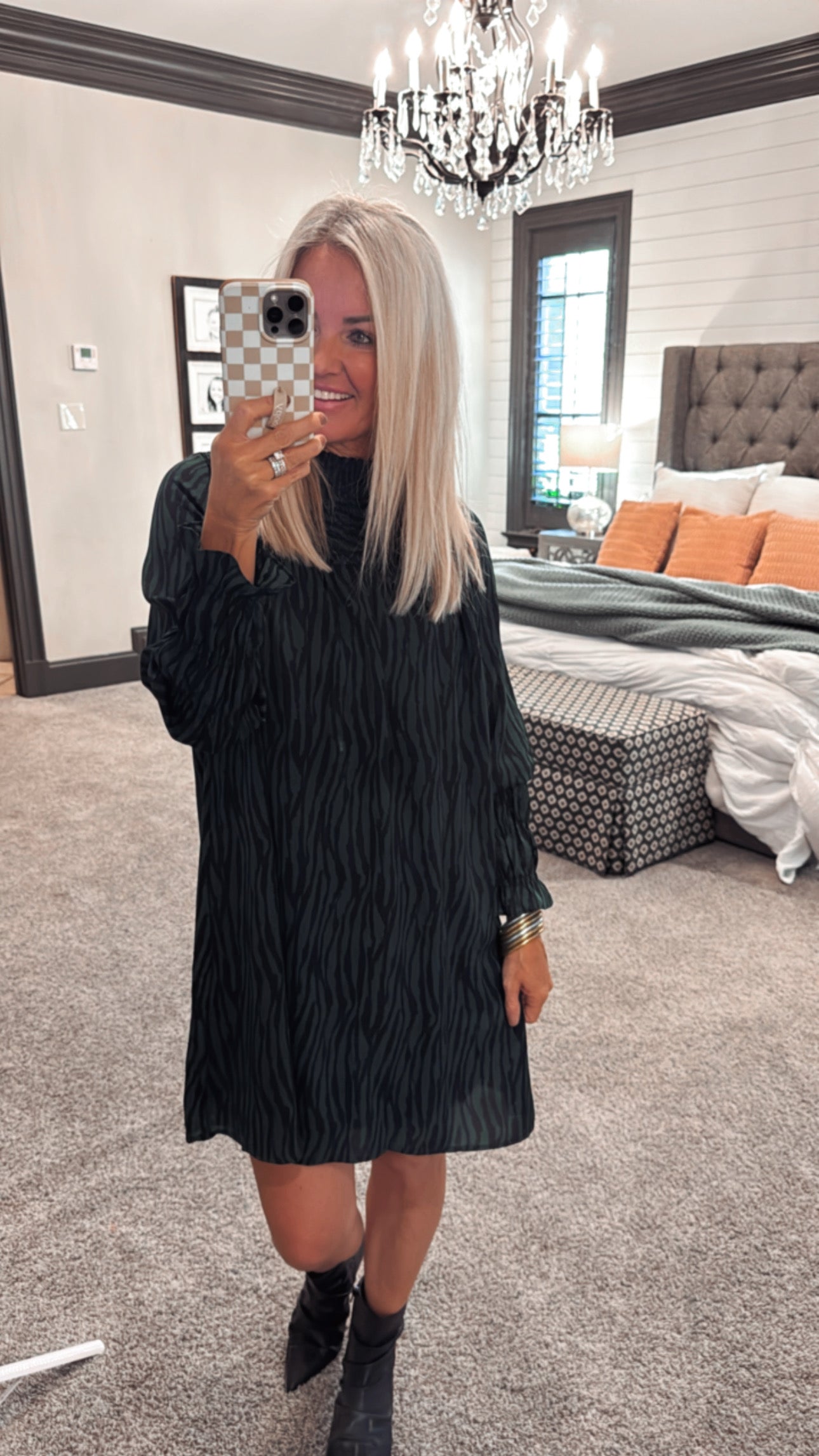 Smocked Tiger Print Dress