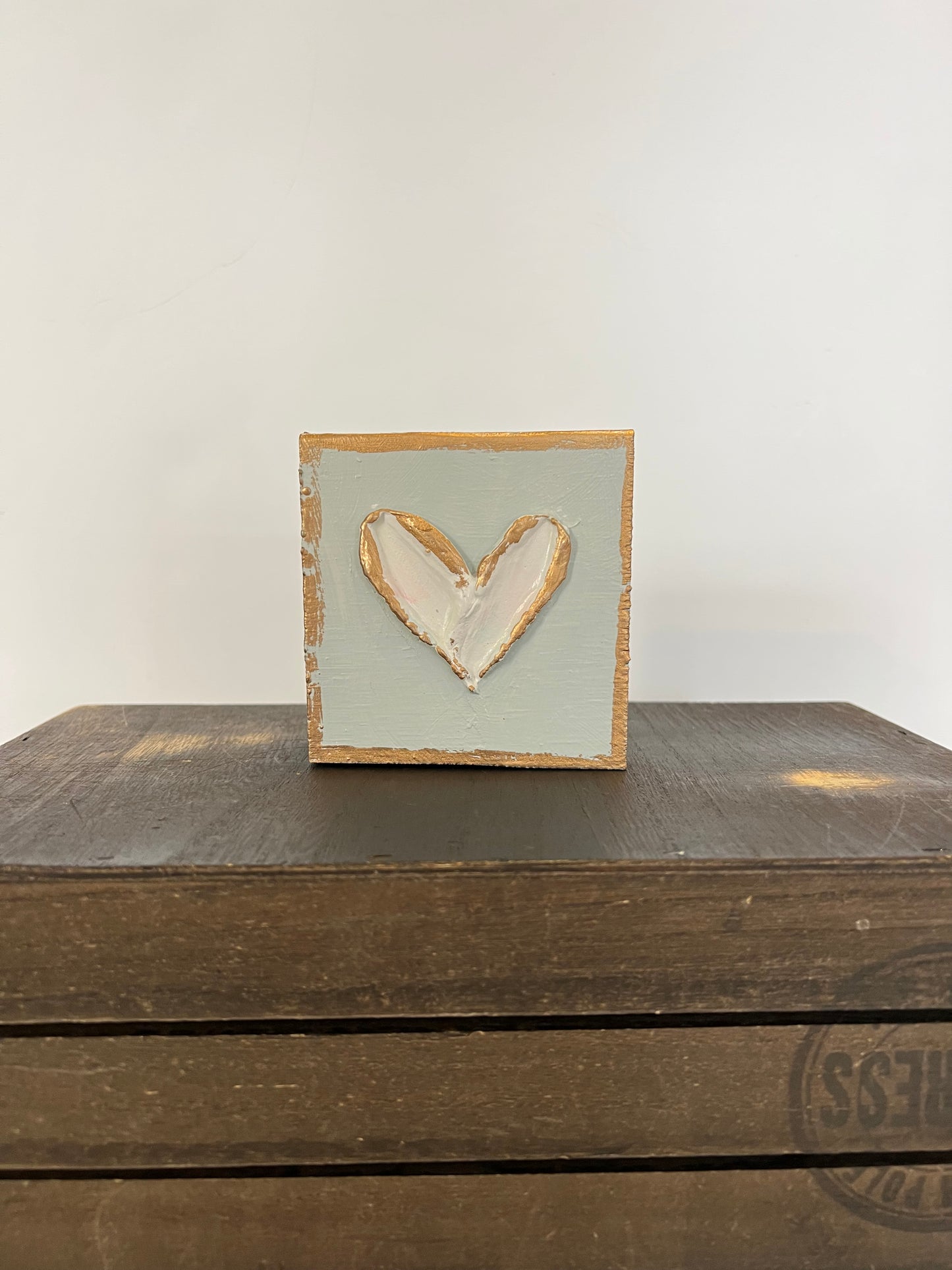 3x3 Heart Valentine Handmade Textured Wood Block