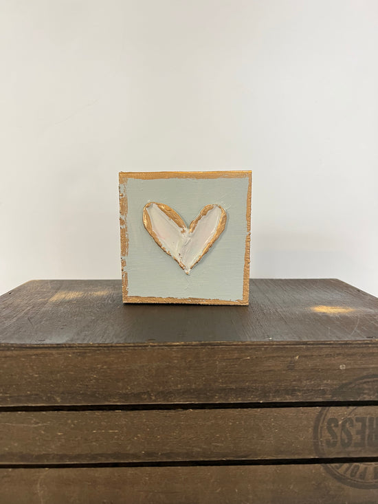 3x3 Heart Valentine Handmade Textured Wood Block