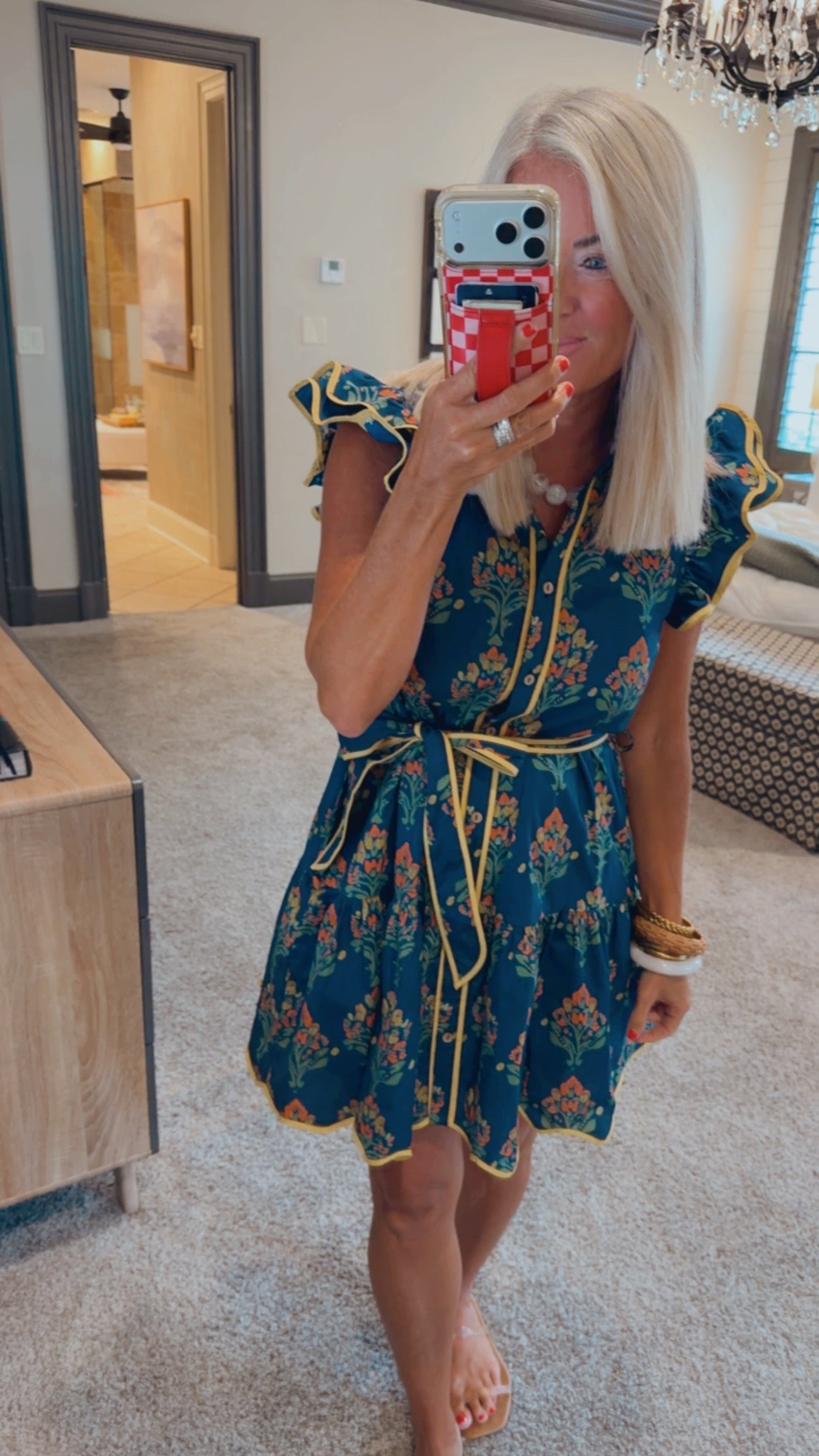 Scallop Edge Button Down Floral Dress