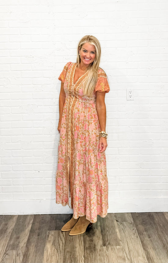 Border Print Maxi Dress