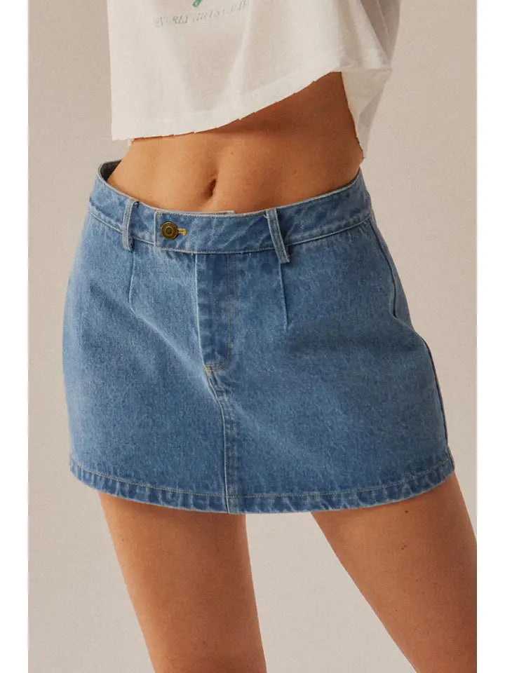 Denim Belt Loop Mini Skort