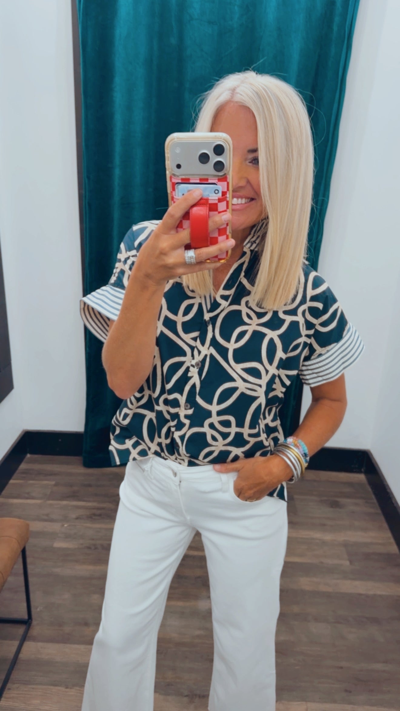 Artistic Abstract Ruffle Blouse