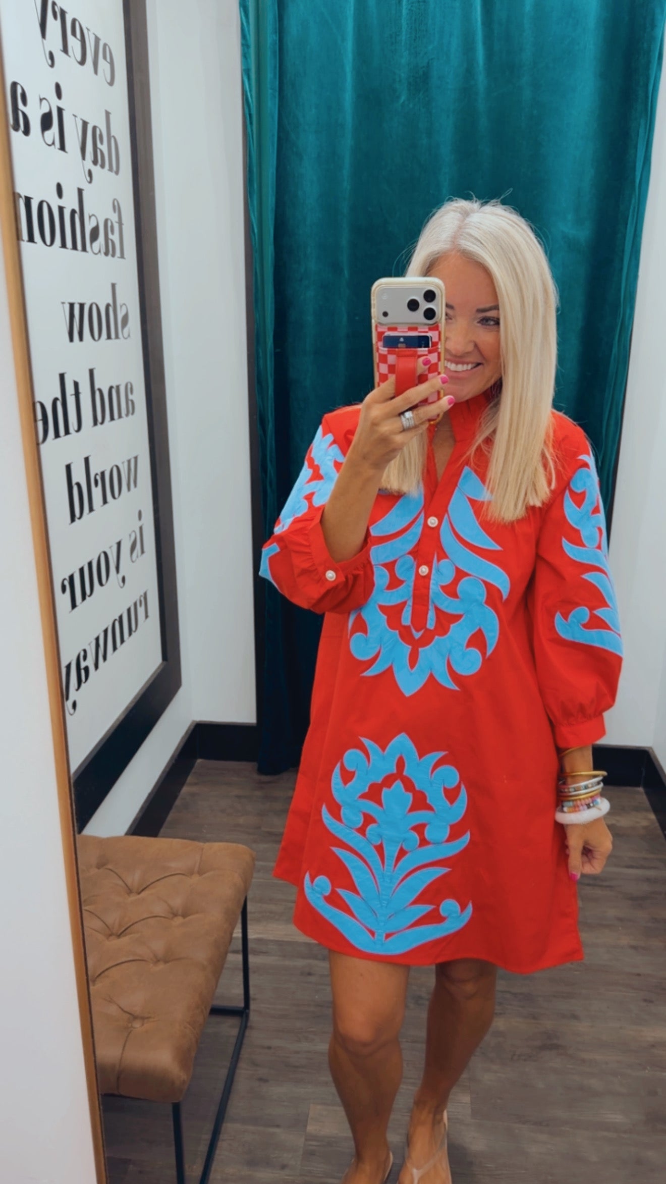 Baroque Floral Applique Shift Dress