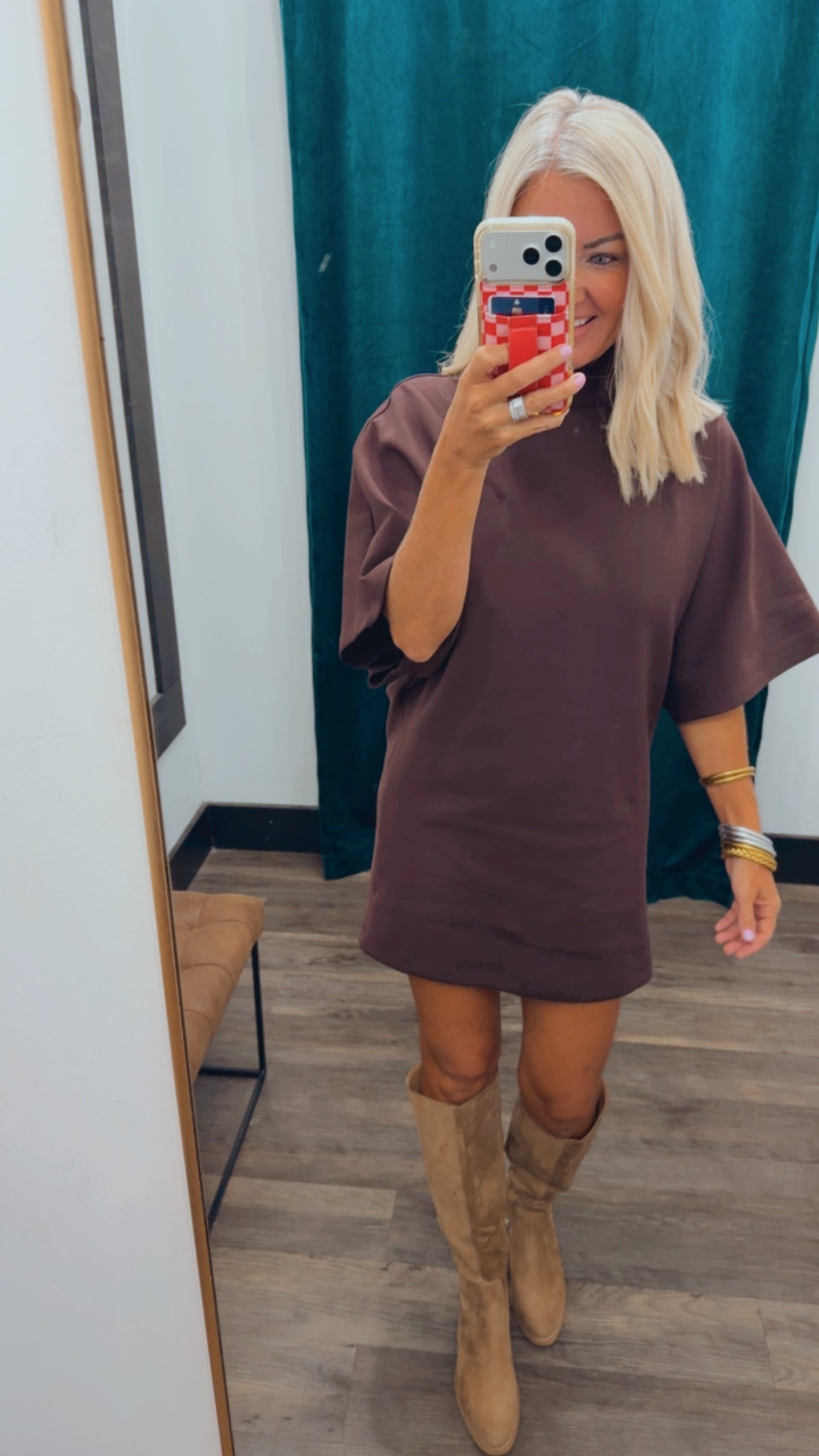Batwing High Neck Mini Dress
