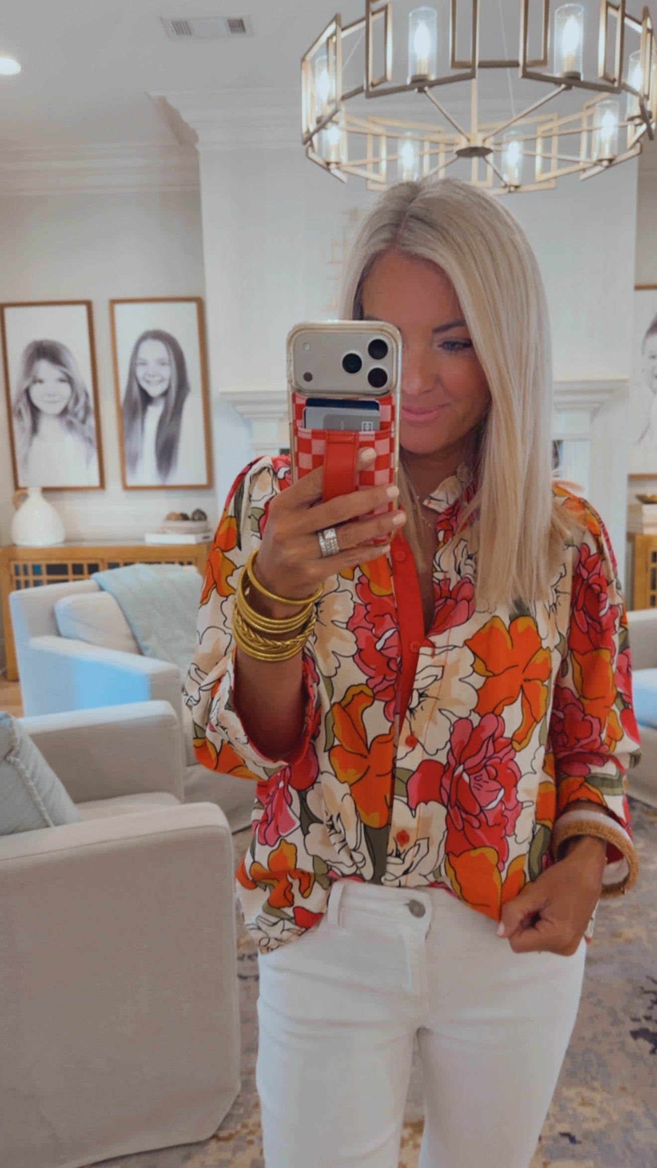 Solid Contrast Accent Floral Top