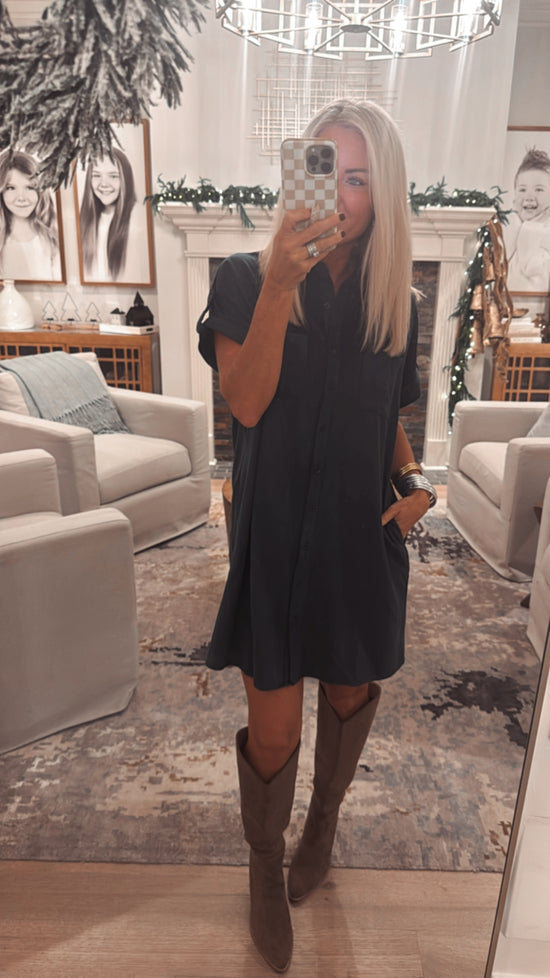 Suede Feel Shirt Dress