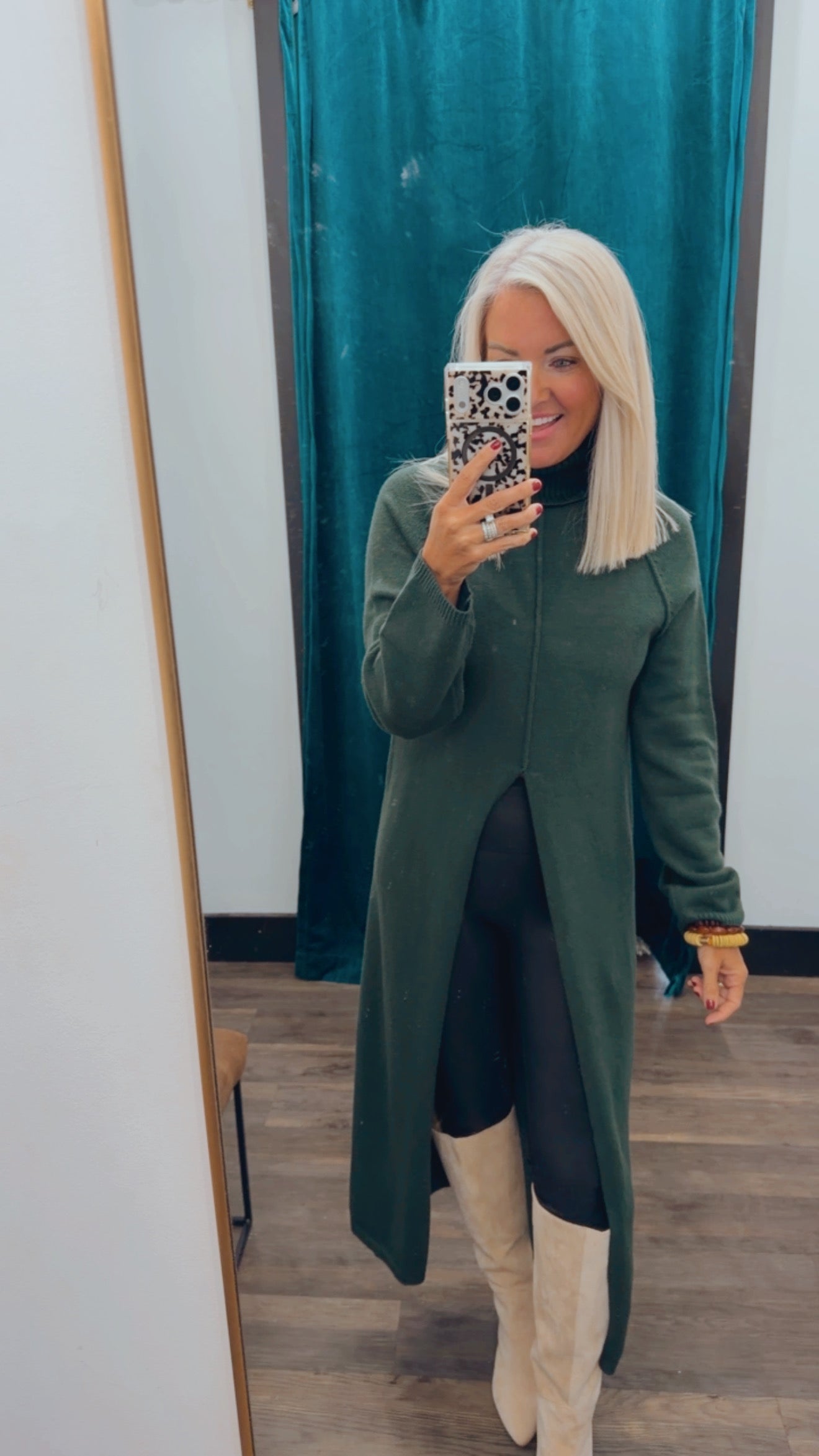 Front Slit Sweater Dress