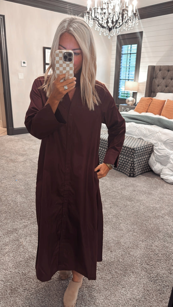 Solid Long Sleeve Midi Dress