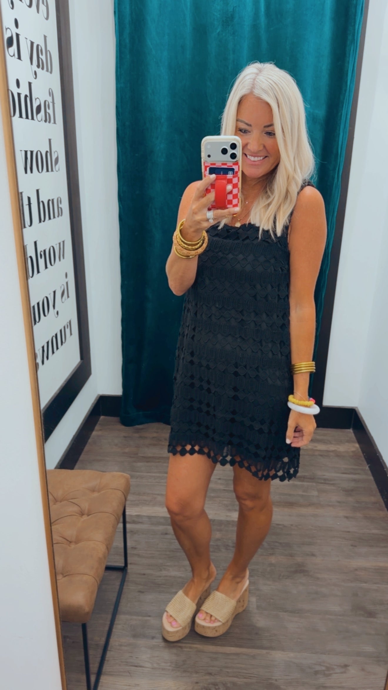 Eyelet Overlay Dress